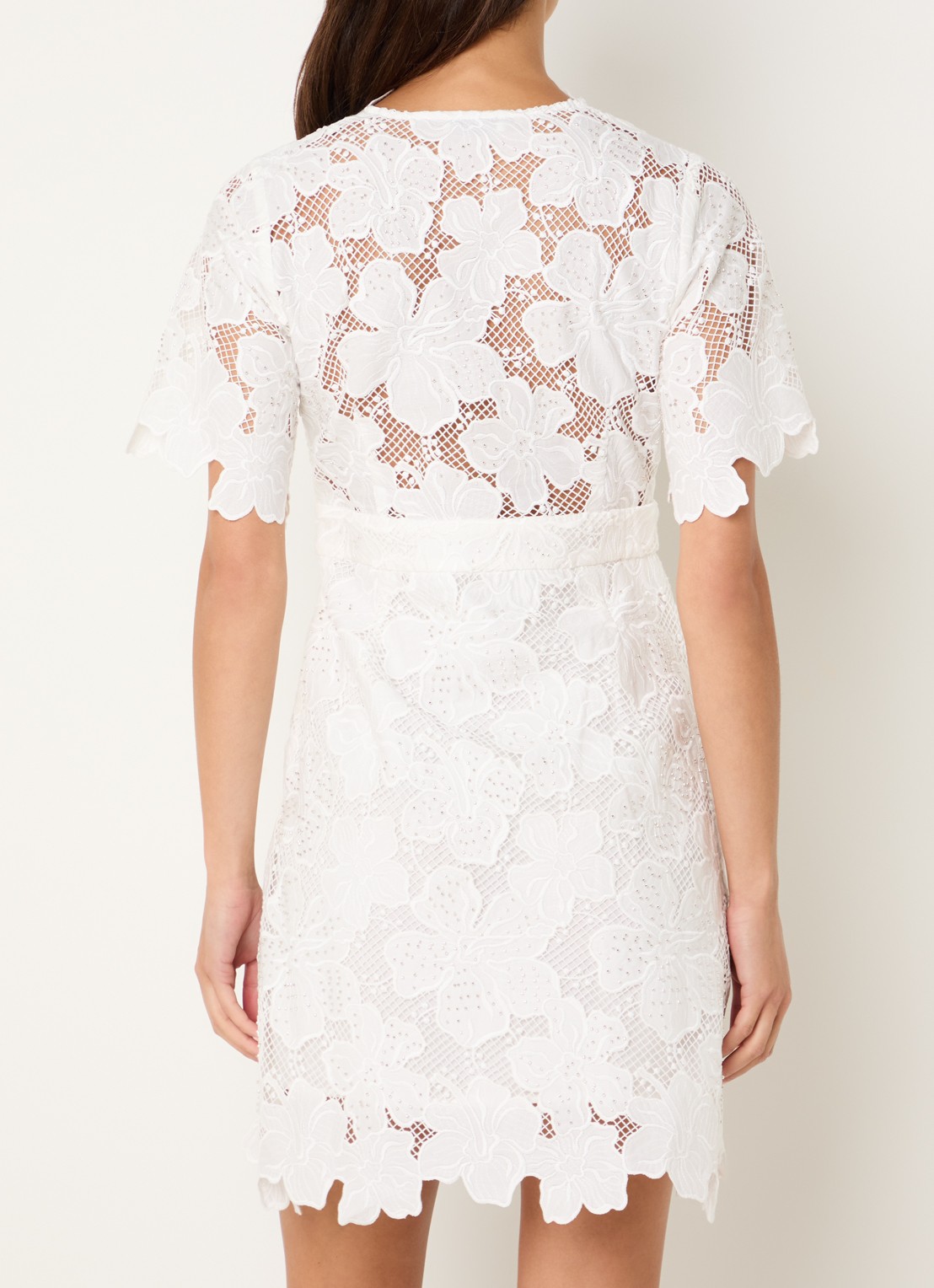 Sandro Mini jurk met broderie en strass - achterkant 2 wit