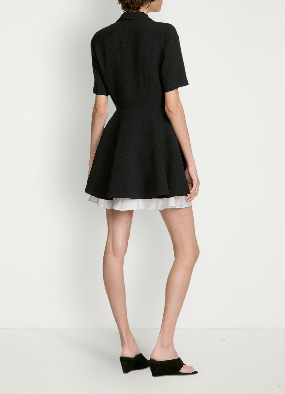 Sandro Mini jurk met leren details - achterkant 6 zwart