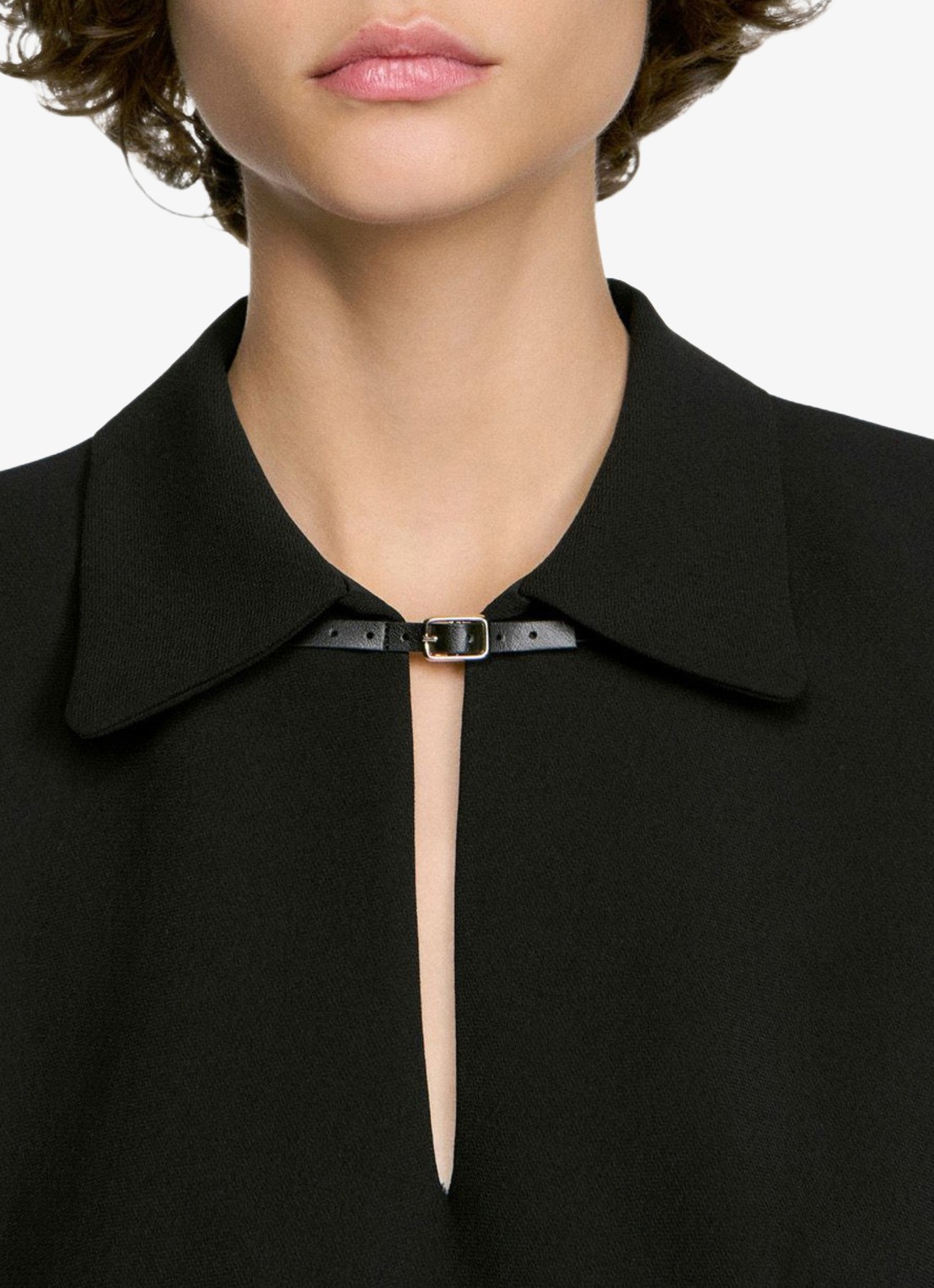 Sandro Mini jurk met leren details - detail 5 zwart