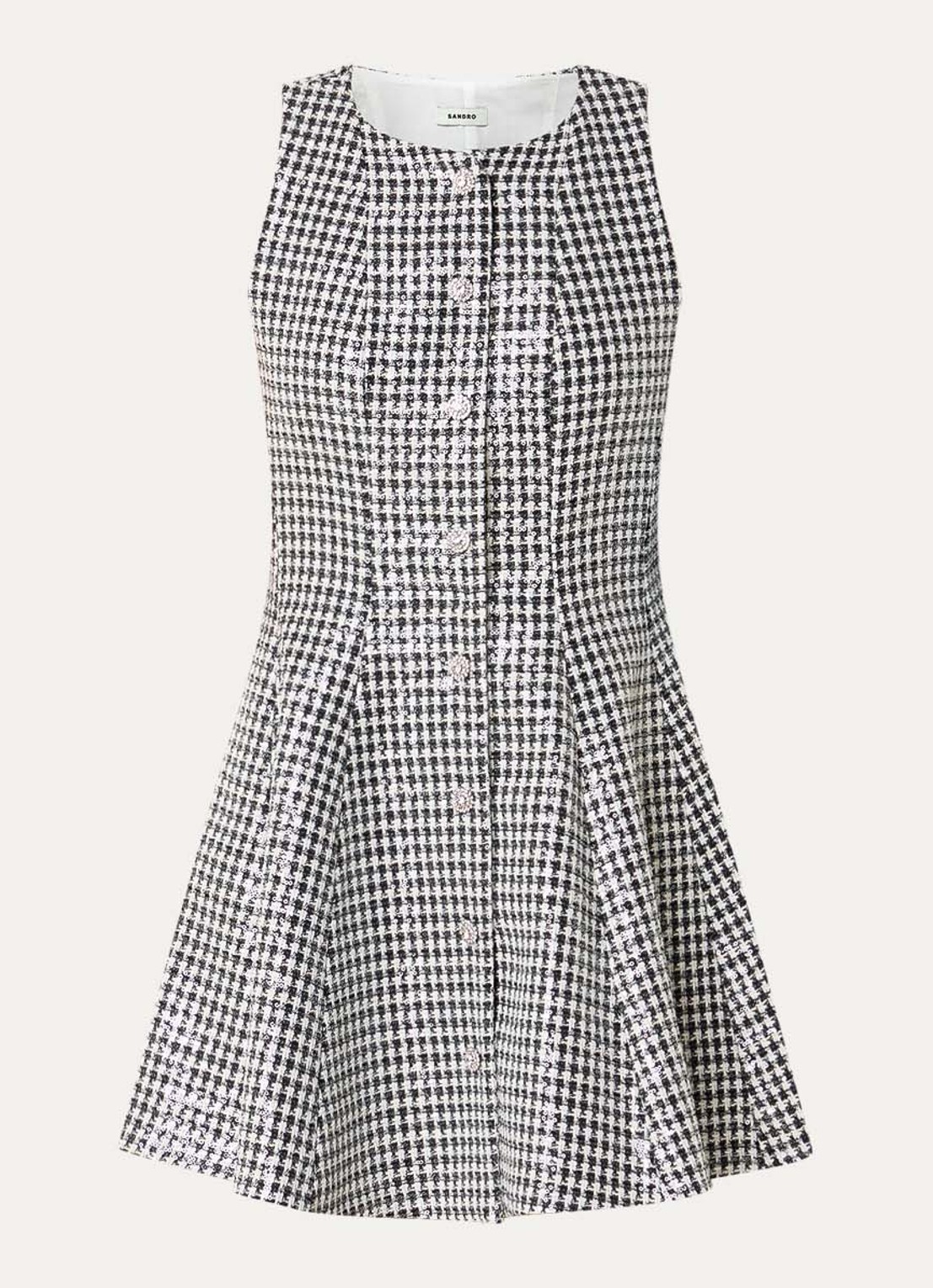 Sandro Mini jurk met pailletten en pied-de-poule dessin - voorkant 3 multicolor
