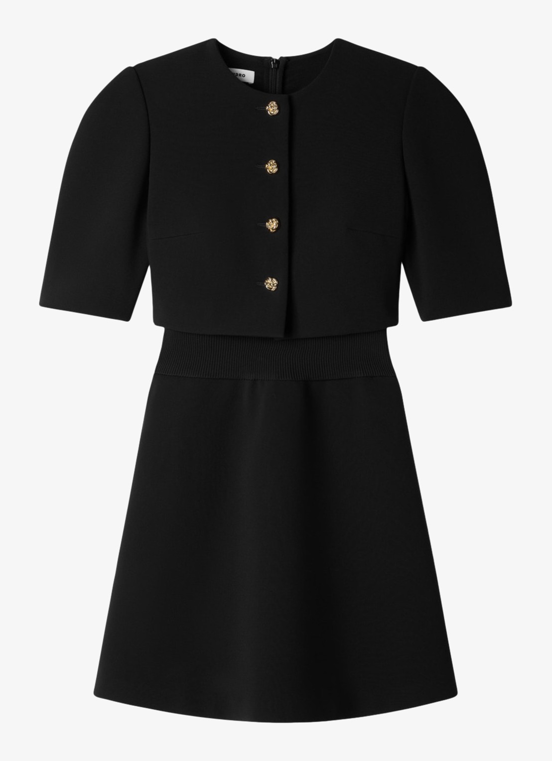 Sandro Mini jurk met ronde hals - voorkant zwart