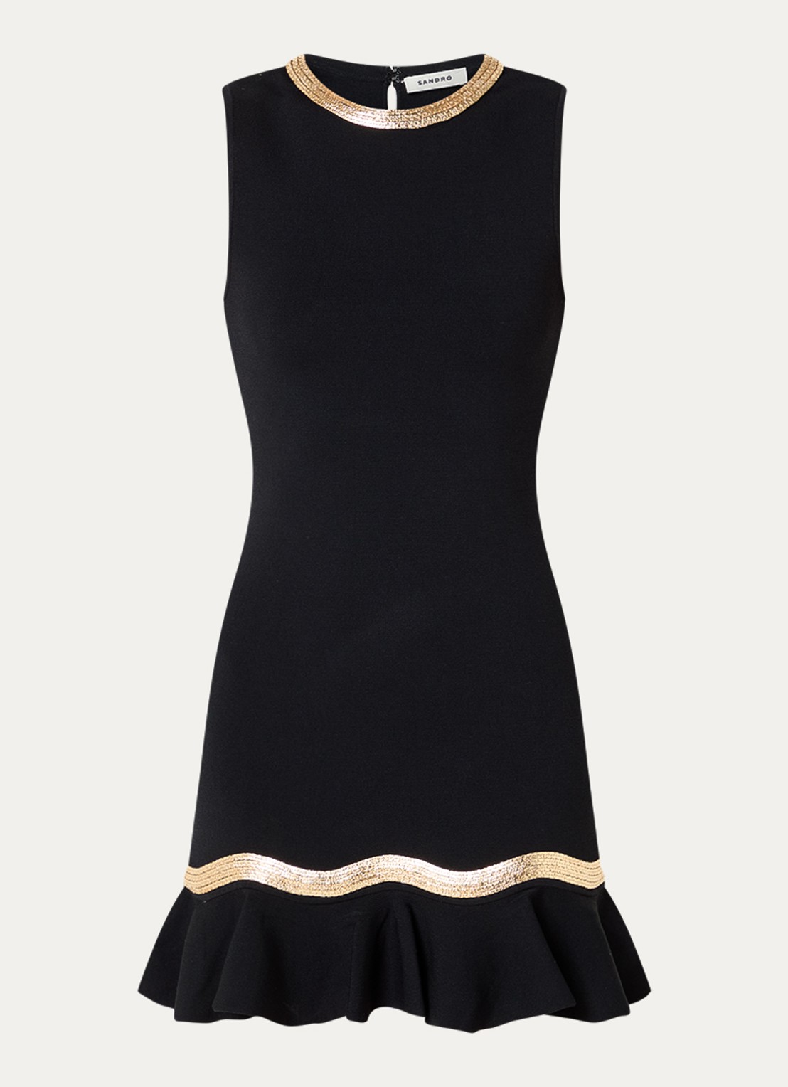 Sandro Mini jurk met volant - voorkant zwart