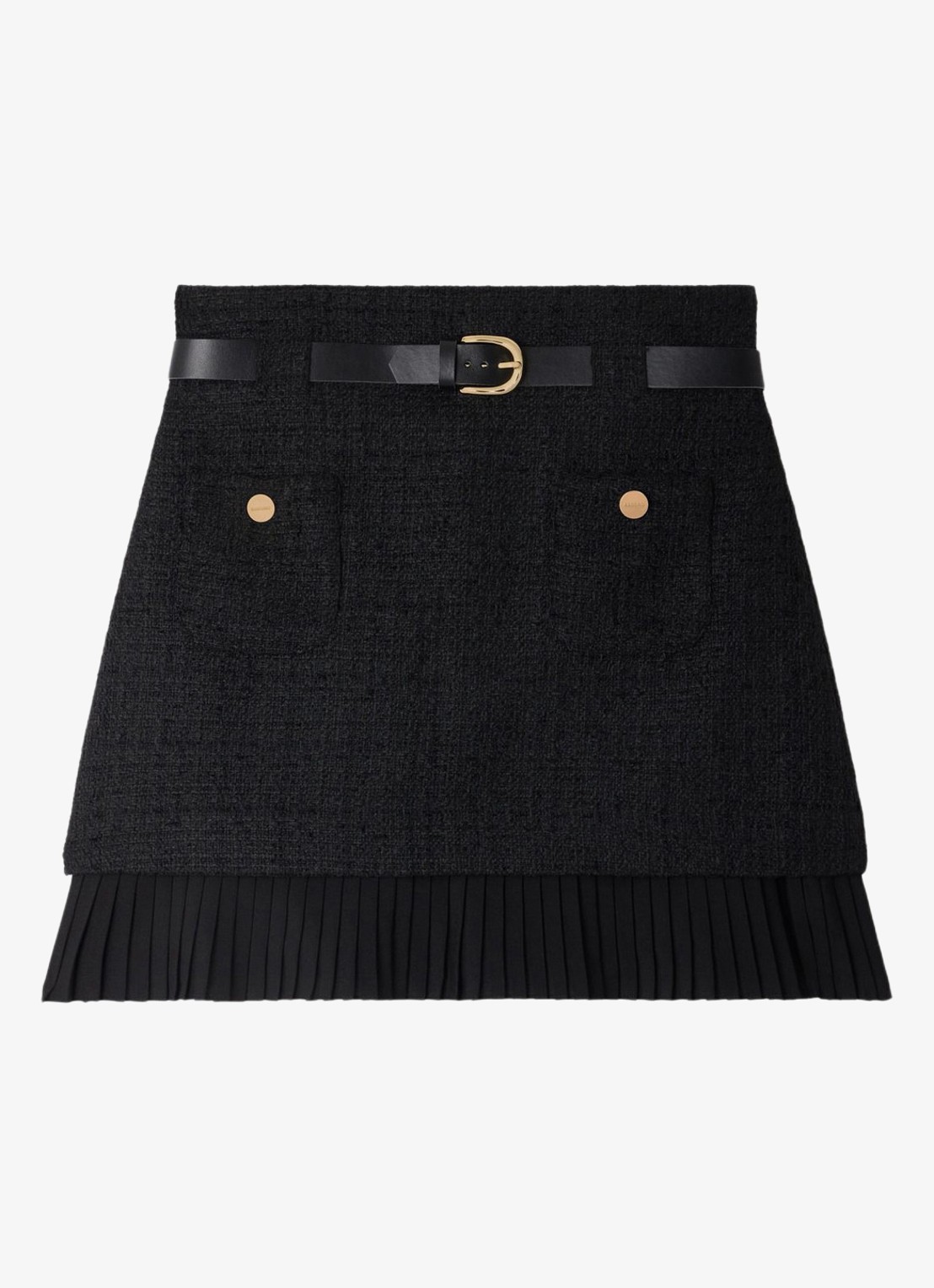 Sandro Mini rok met tweed-look - voorkant black / zwart