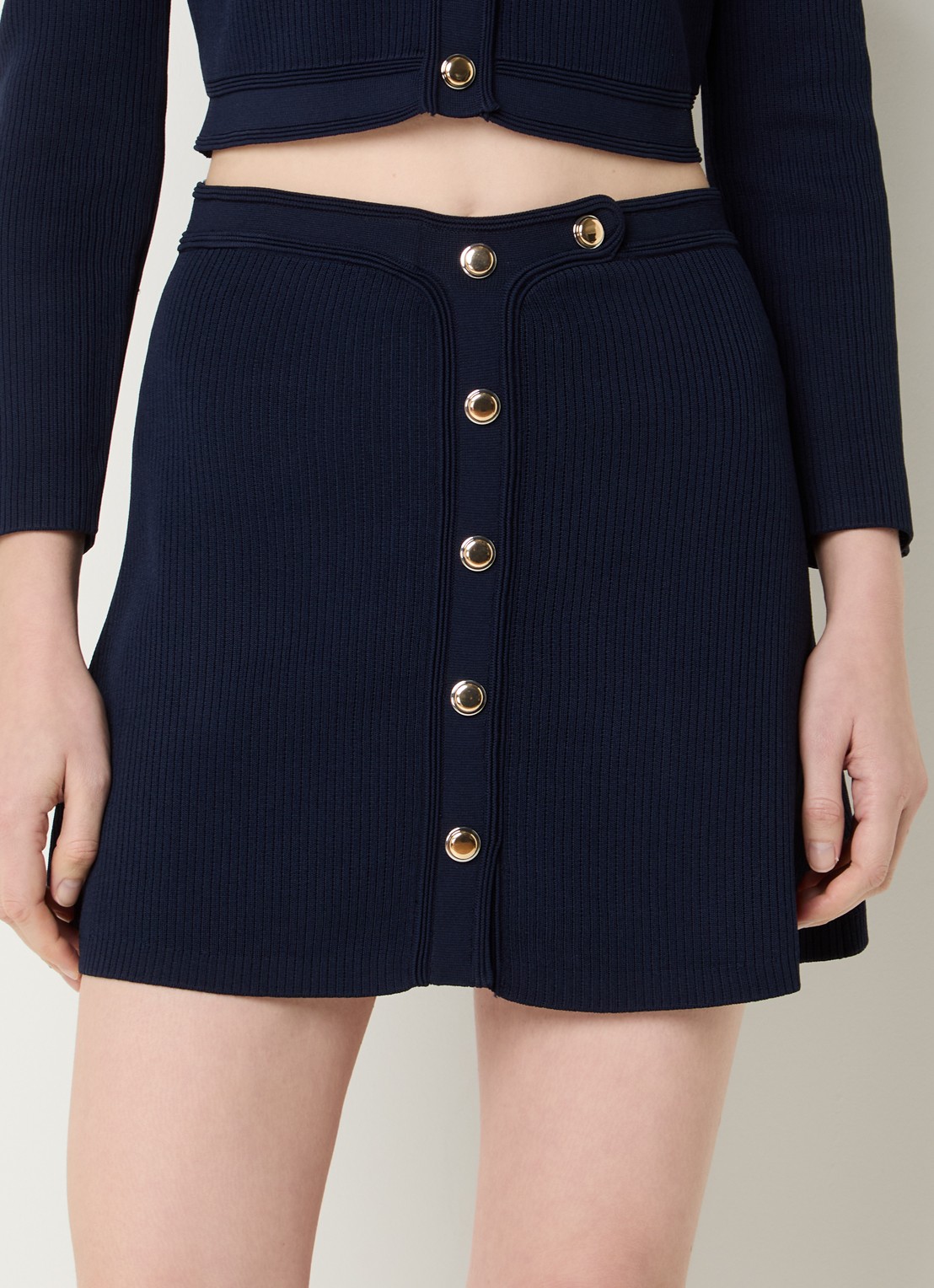 Sandro Minirok met ribstructuur - detail 3 donkerblauw