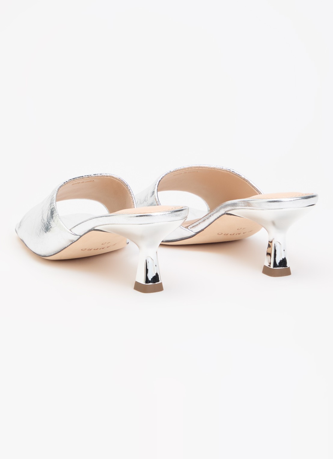 Sandro Muiltje van leer met metallic finish  - achterkant 5 zilver