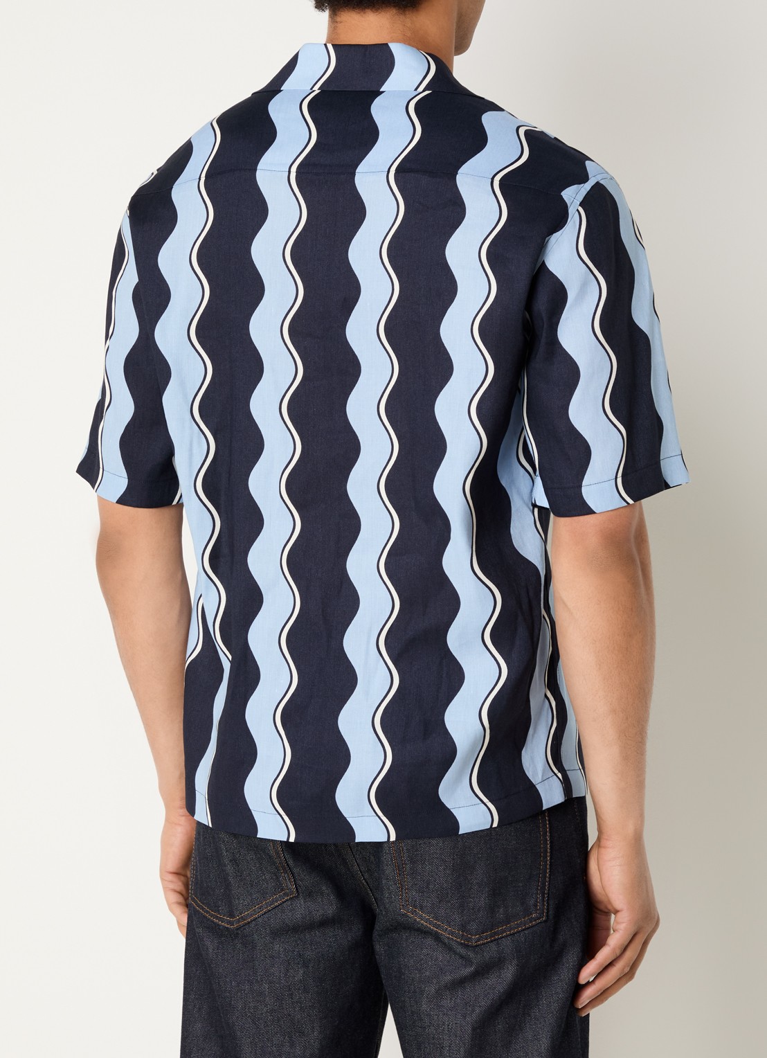 Sandro Overhemd in linnenblend met streepprint - achterkant 4 donkerblauw