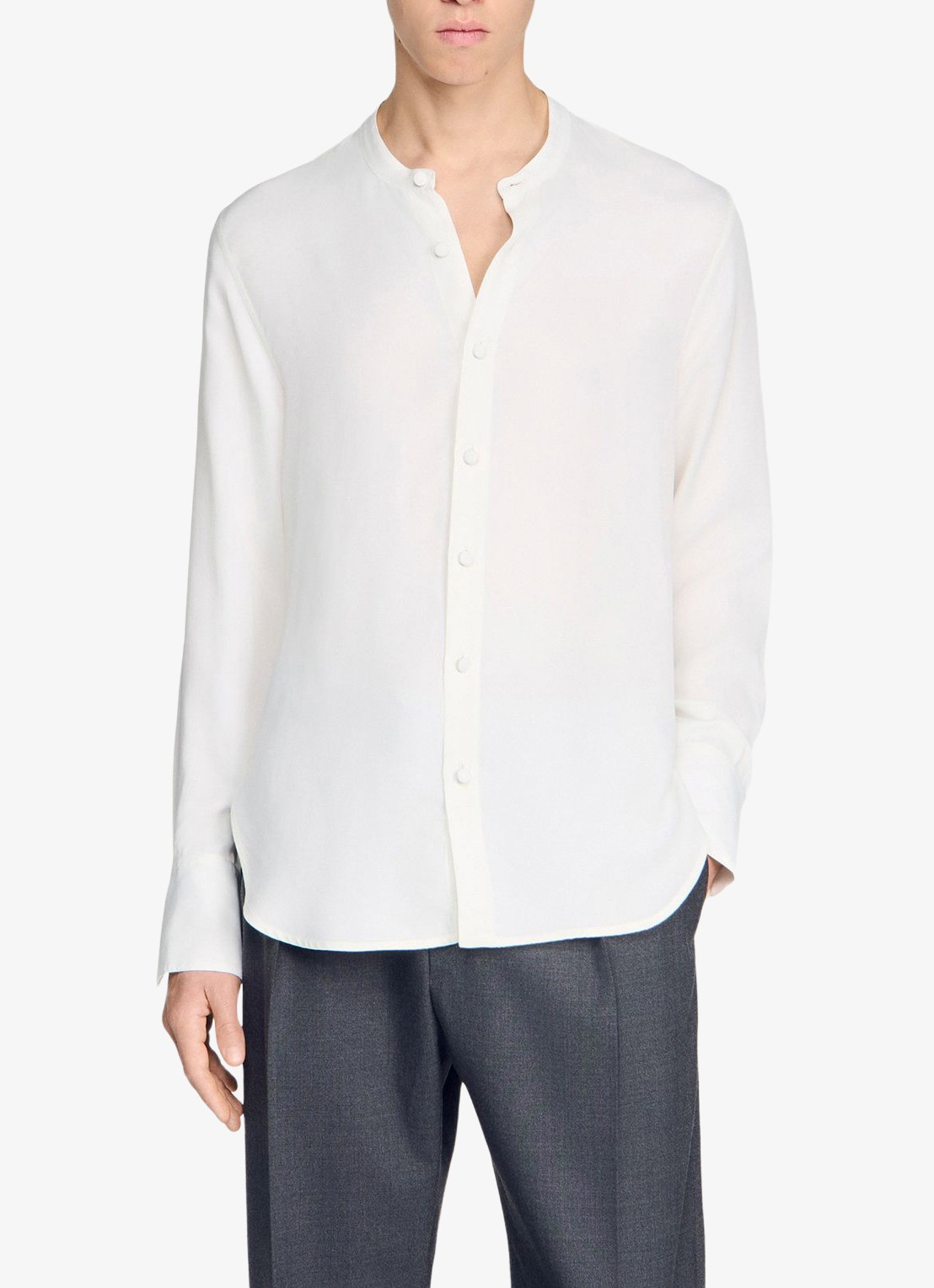 Sandro Overhemd met ronde hals - detail white / wit