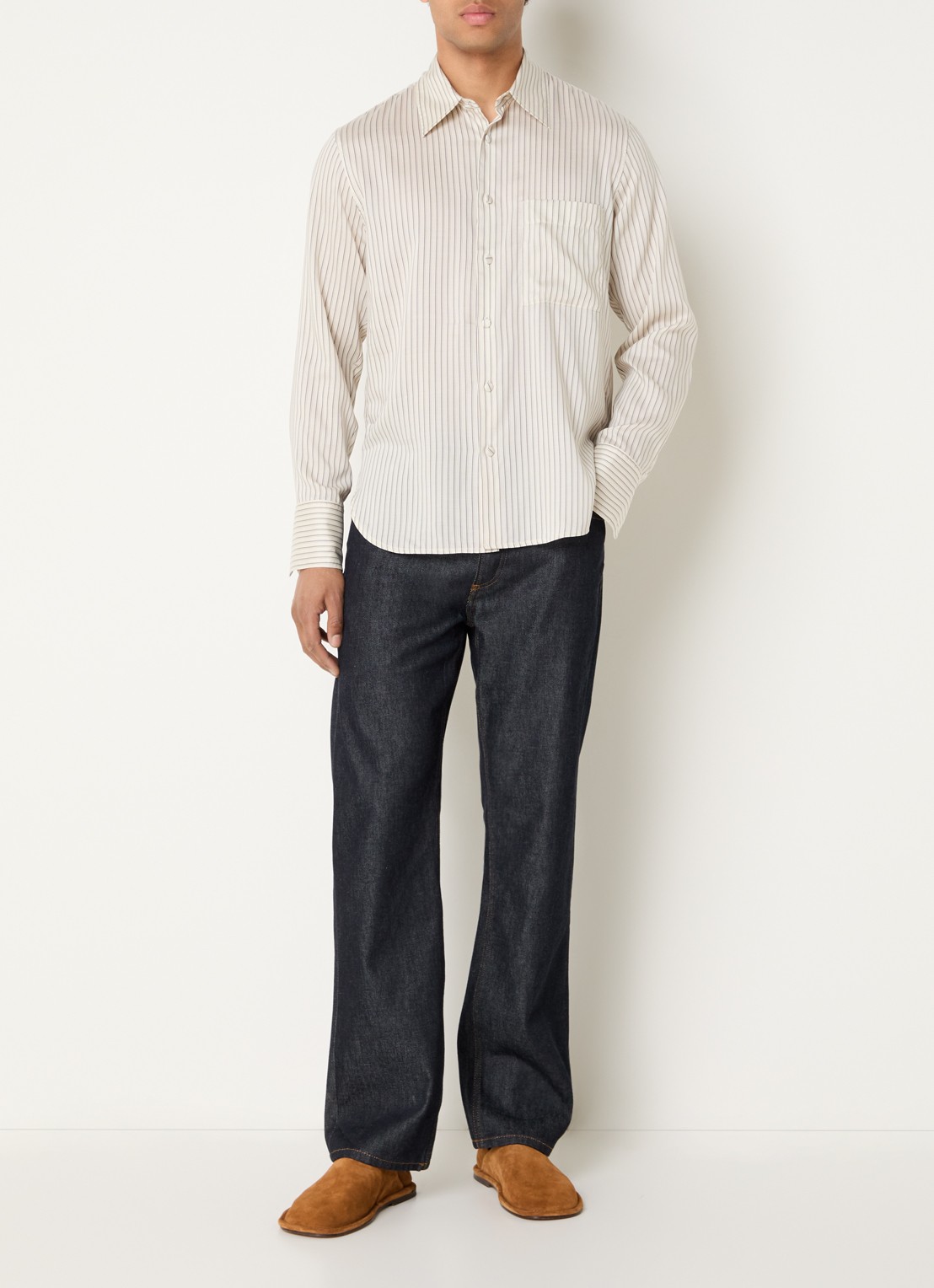 Sandro Overhemd met streepprint - voorkant 3 beige