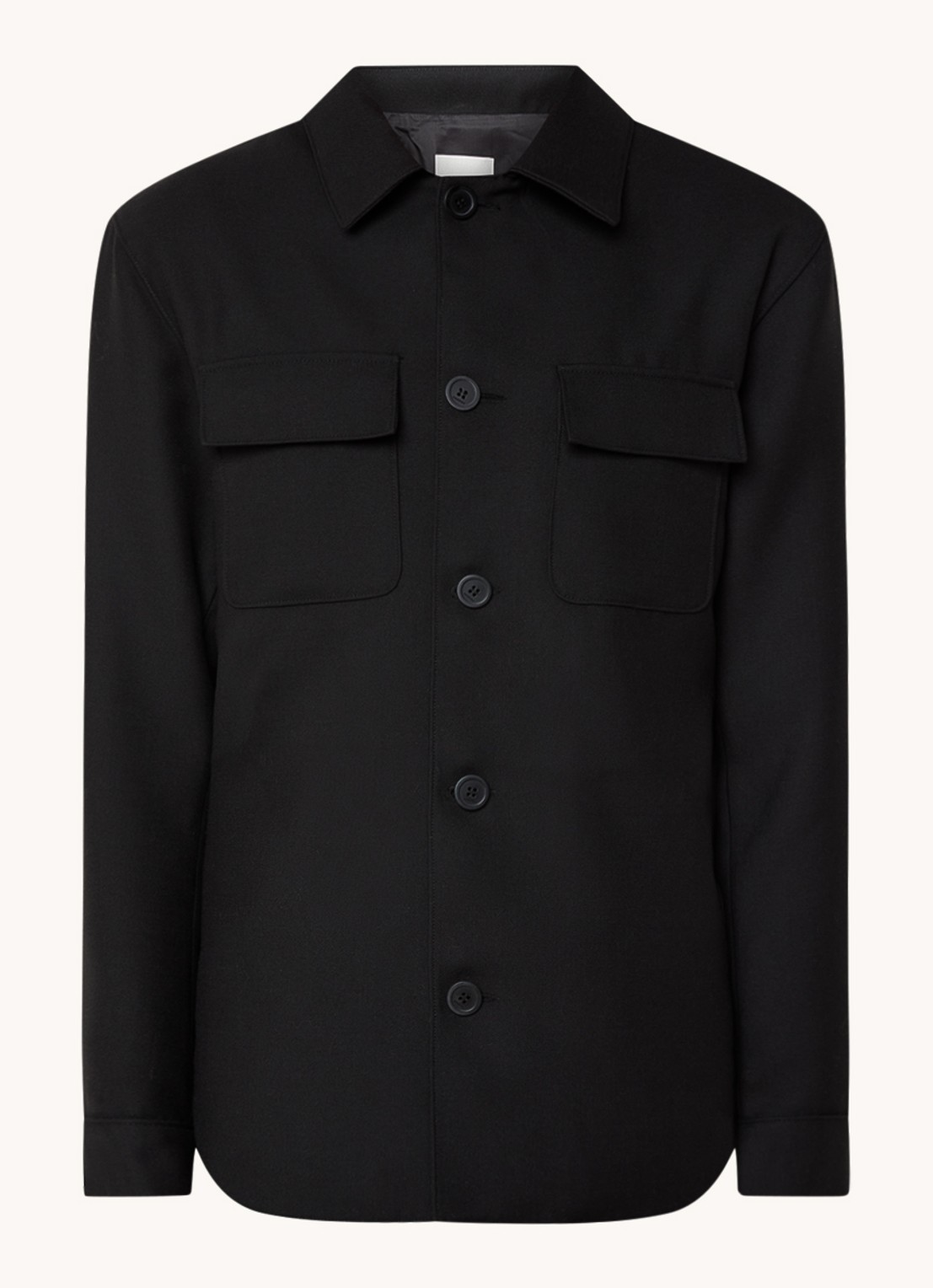 Sandro Overshirt in wolblend met borstzakken - voorkant 3 zwart