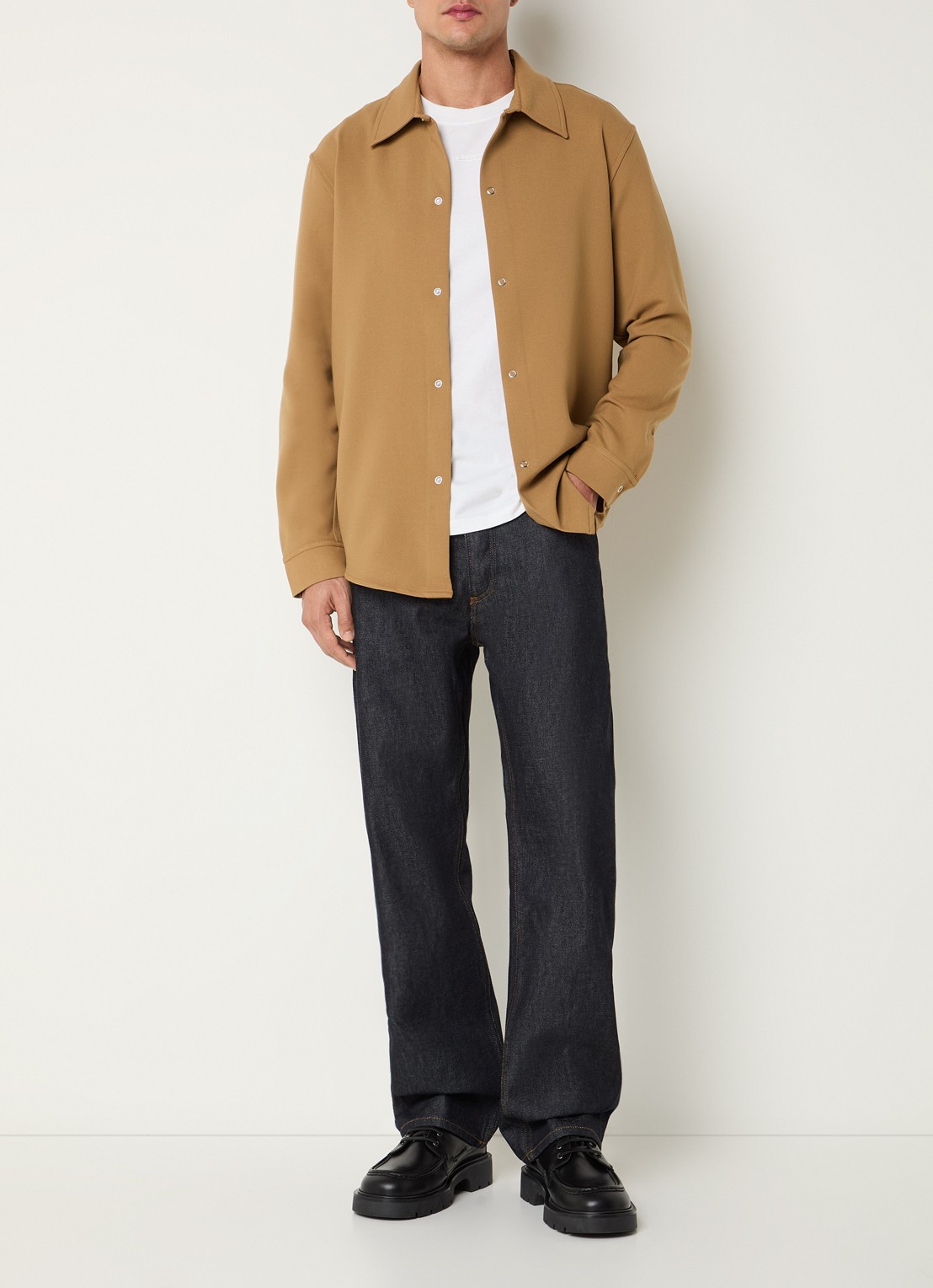 Sandro Overshirt met stretch - voorkant 4 camel