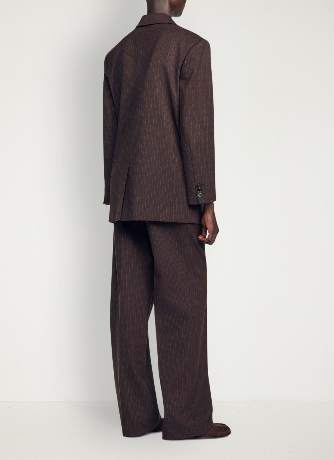 Sandro Oversized blazer met streepprint - achterkant bruin