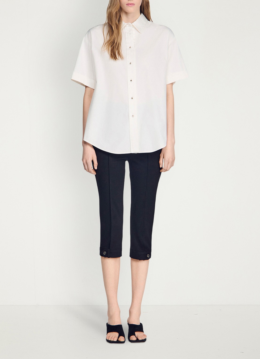 Sandro Oversized blouse met geplooid detail - detail 2 ecru / wit