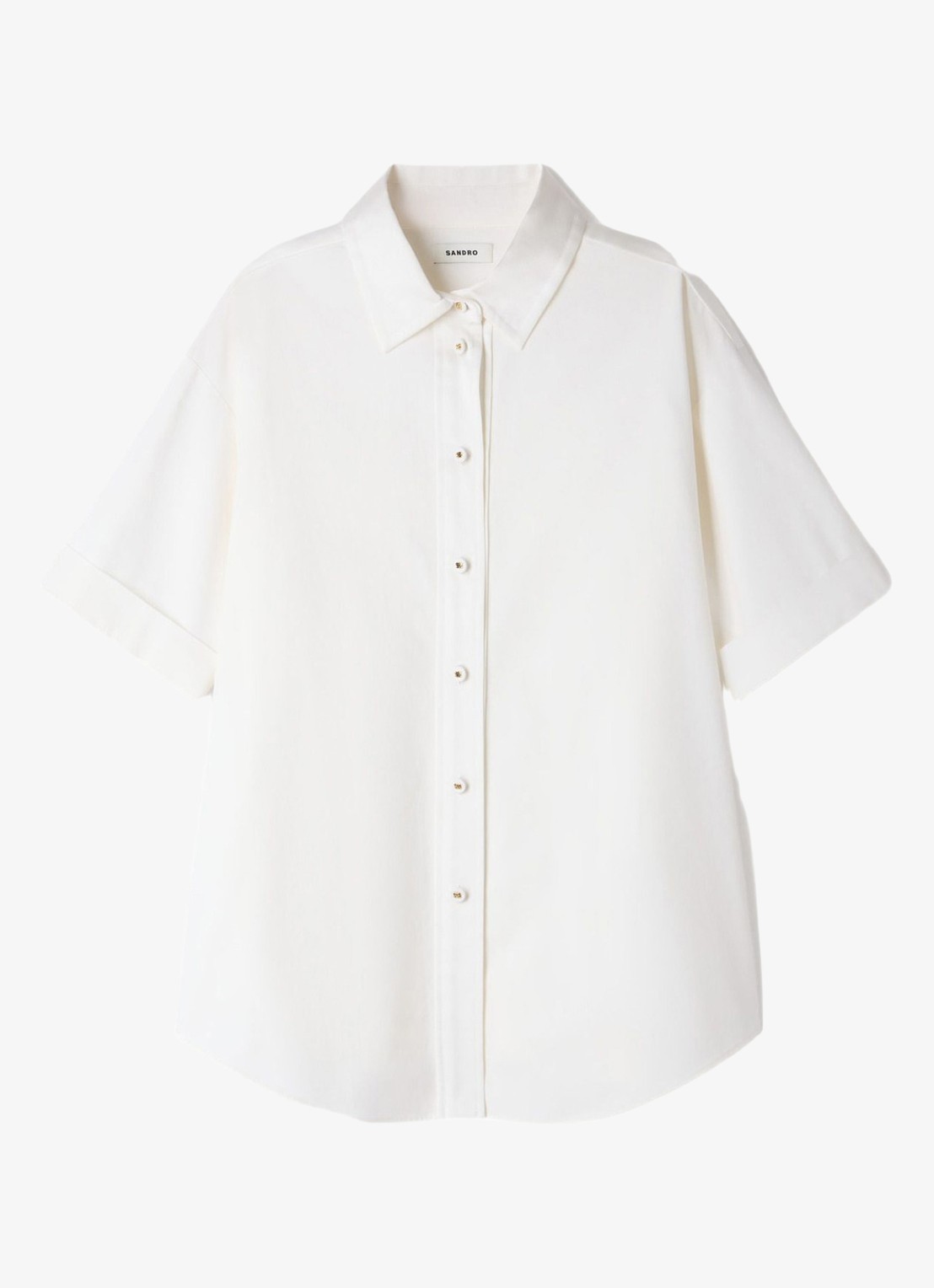 Sandro Oversized blouse met geplooid detail - voorkant 5 ecru / wit