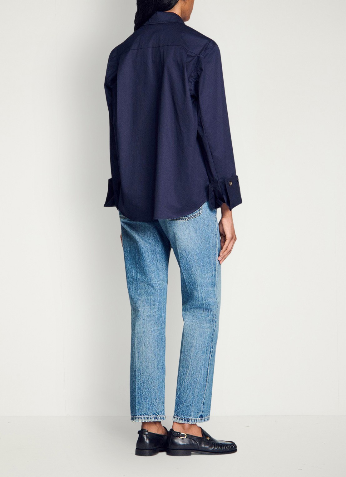 Sandro Oversized blouse met stretch - achterkant 5 donkerblauw