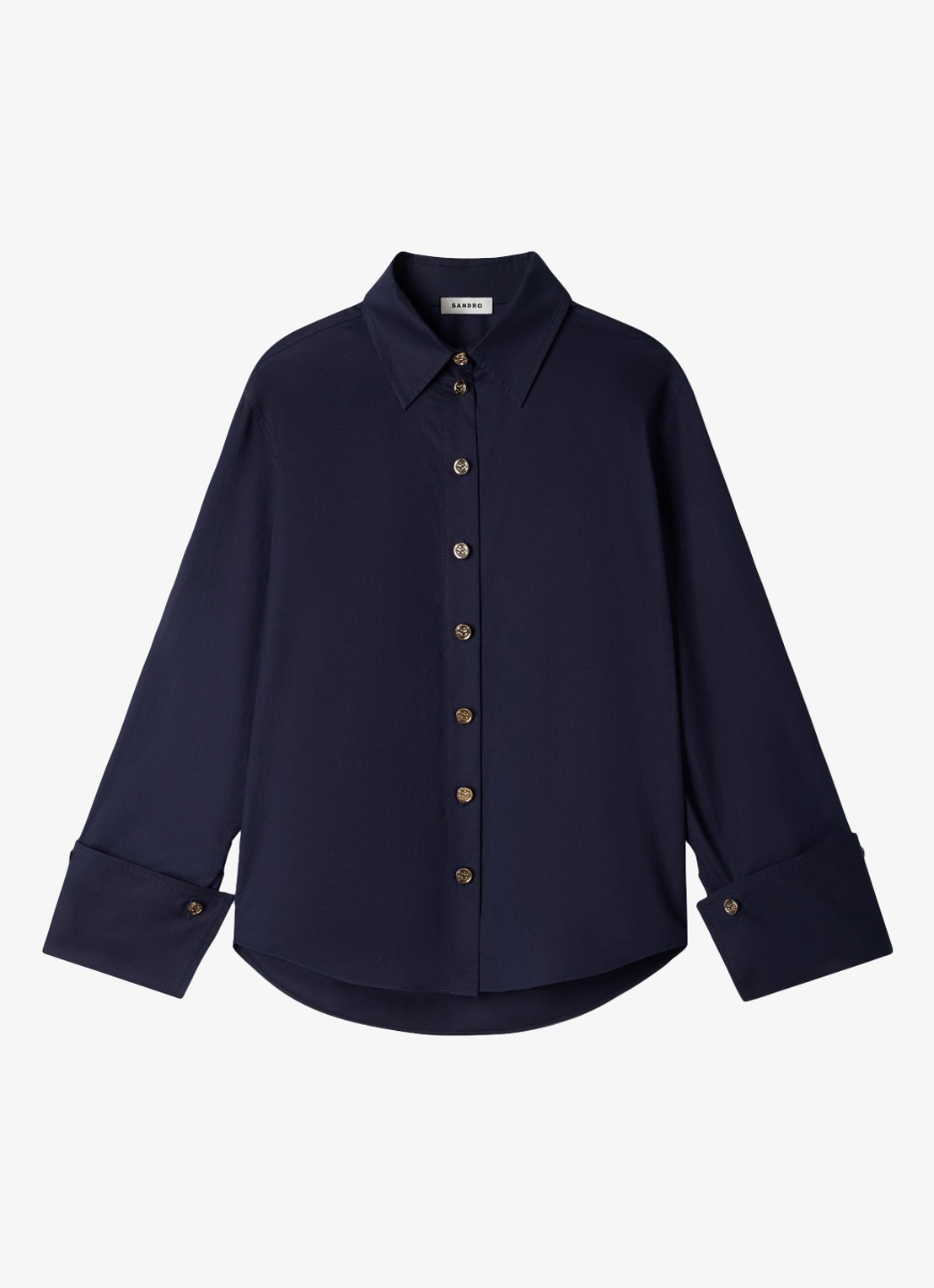 Sandro Oversized blouse met stretch - voorkant 6 donkerblauw