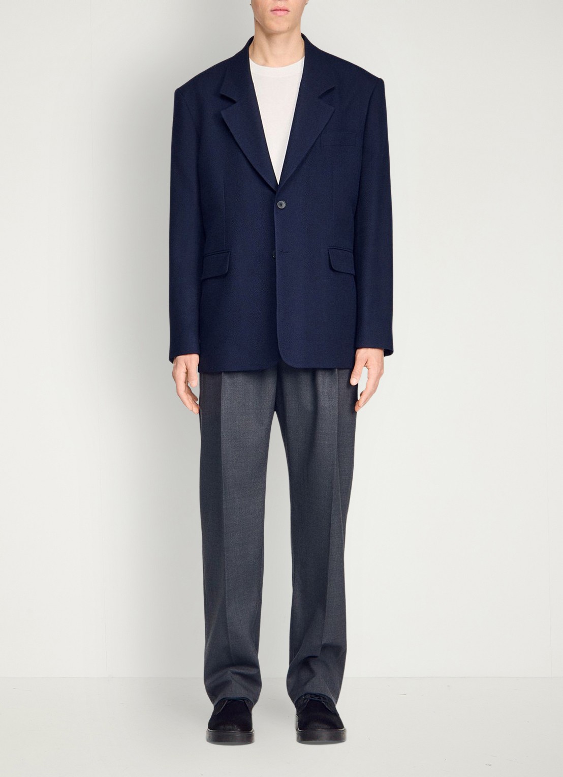 Sandro Oversized colbert van wol - detail 4 donkerblauw