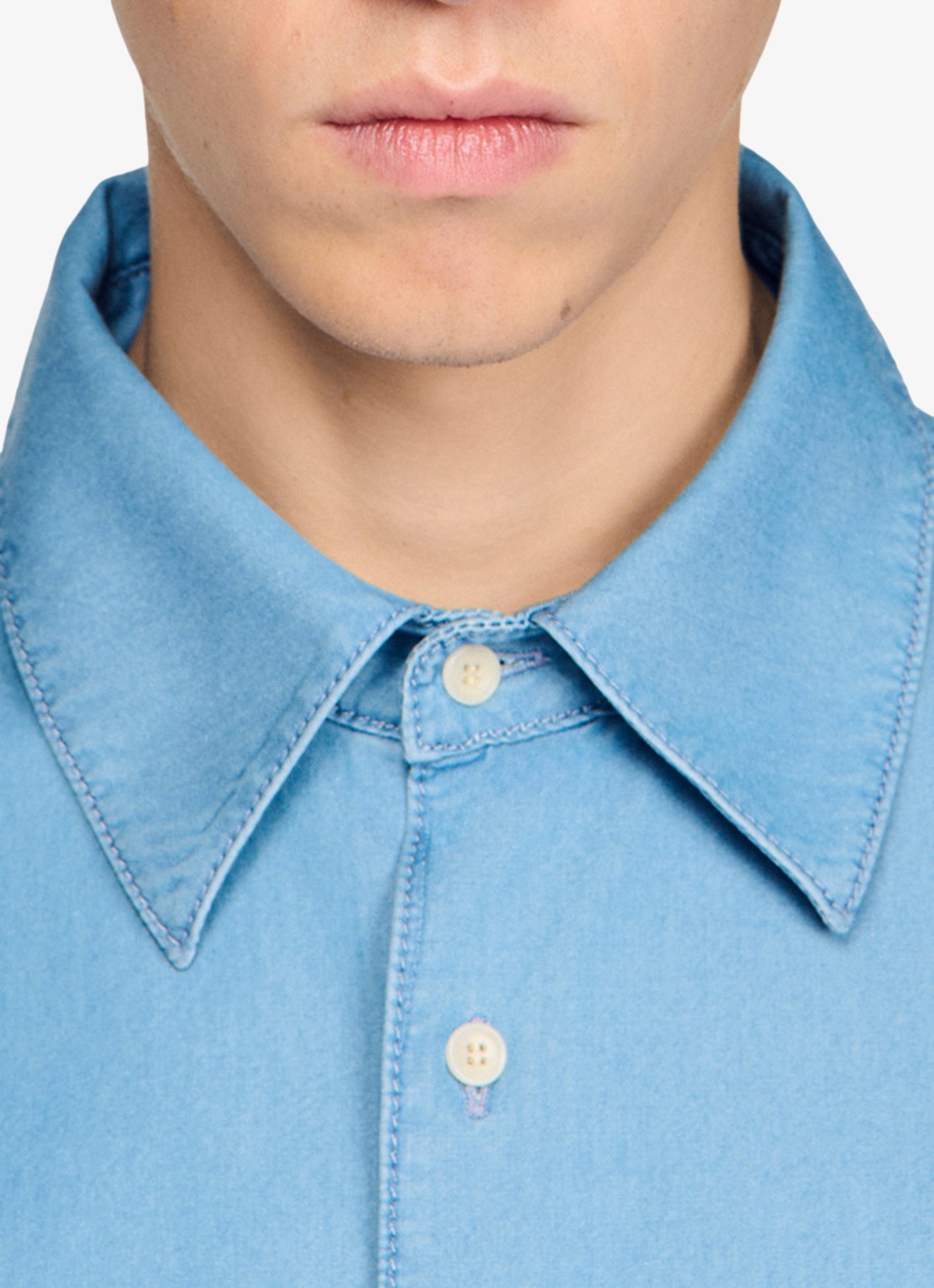 Sandro Oversized fit overhemd met borstzak - detail 5 chambray / blauw