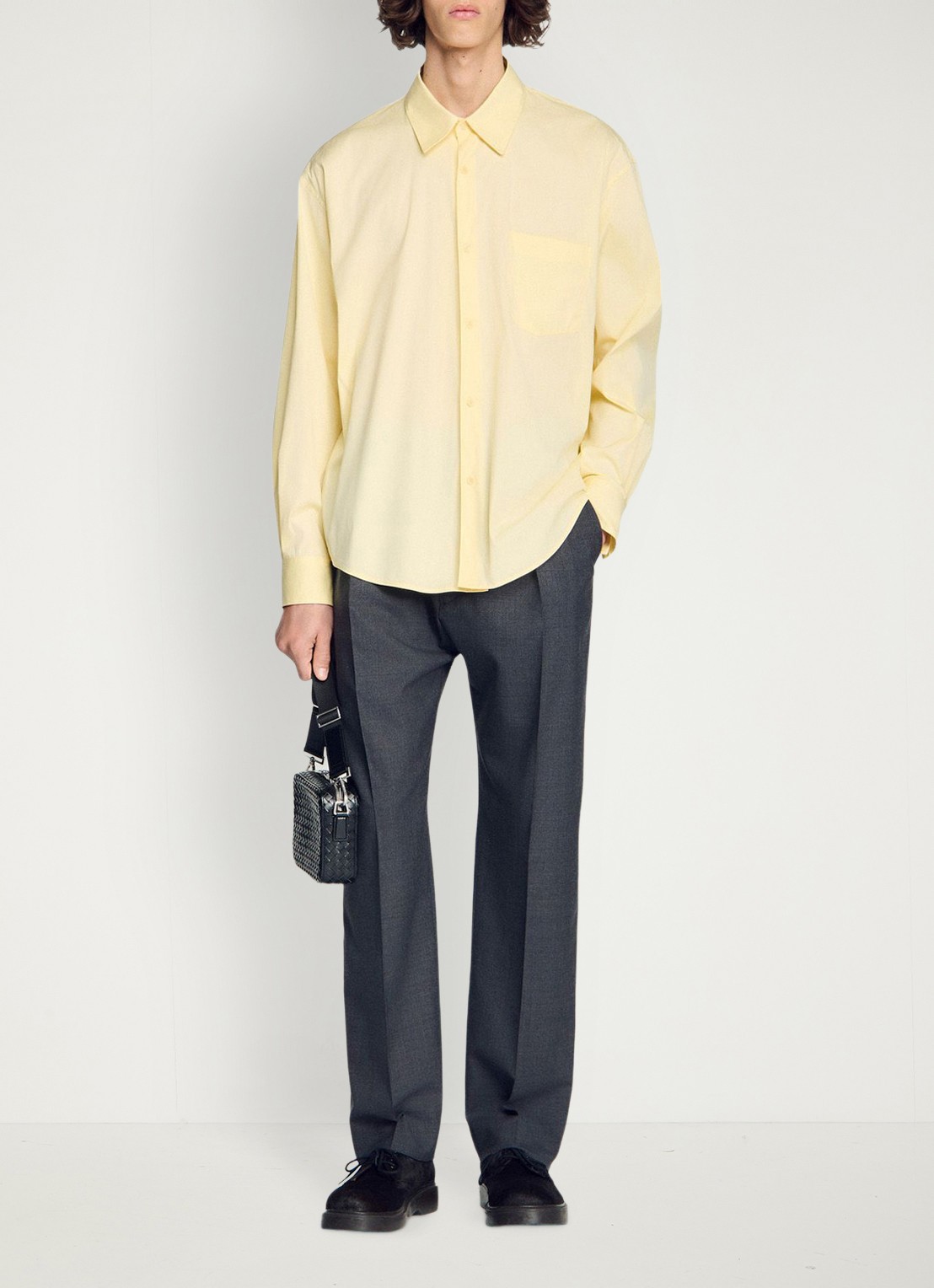 Sandro Oversized fit overhemd met borstzak - detail 5 geel