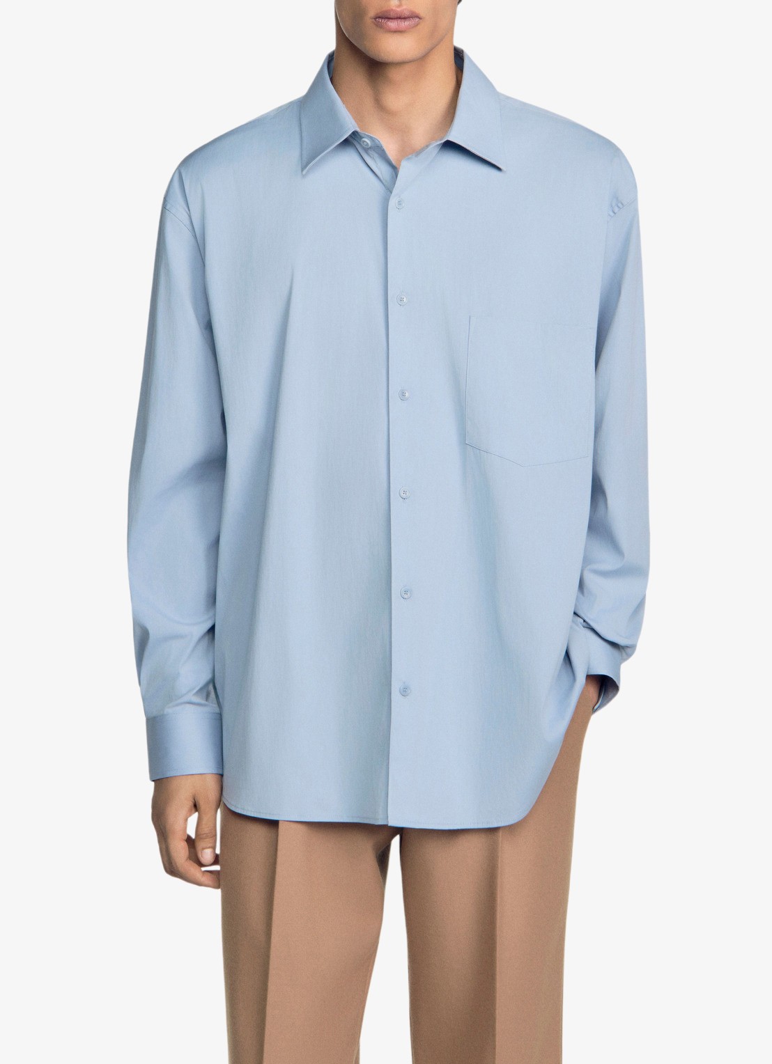 Sandro Oversized fit overhemd met borstzak - detail 4 blauwgrijs