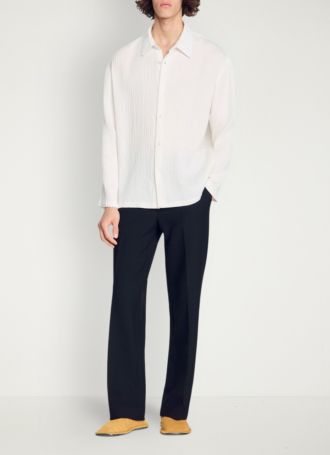 Sandro Oversized fit overhemd met structuur - detail 2 wit