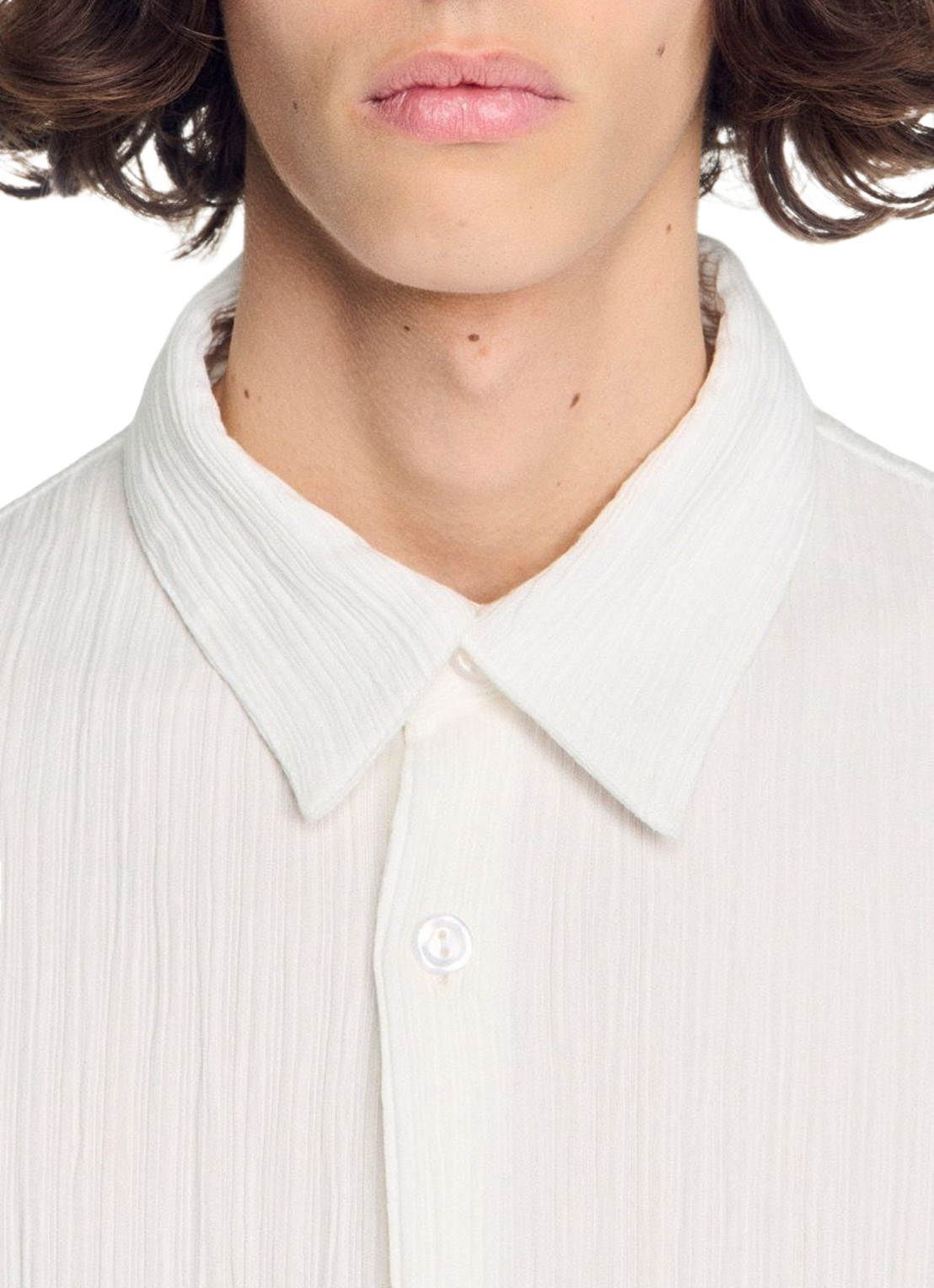 Sandro Oversized fit overhemd met structuur - detail 3 wit