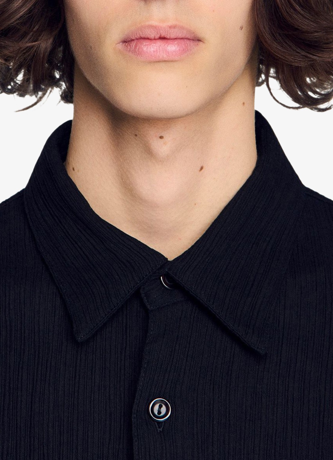 Sandro Oversized fit overhemd met structuur - detail 3 zwart