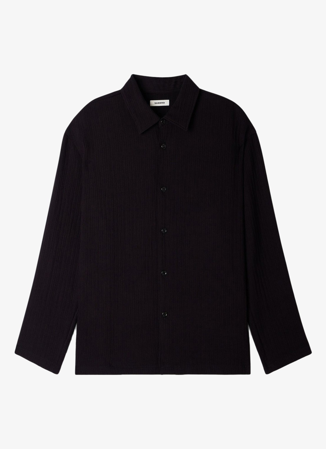 Sandro Oversized fit overhemd met structuur - voorkant 5 zwart