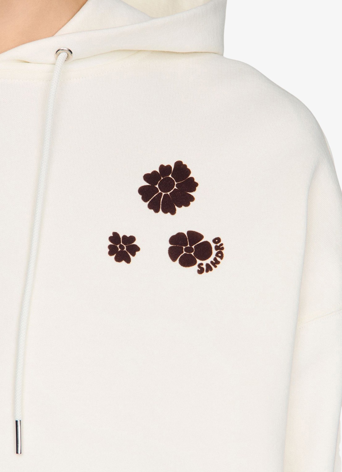 Sandro Oversized hoodie met bloemenprint - detail 6 ivoor