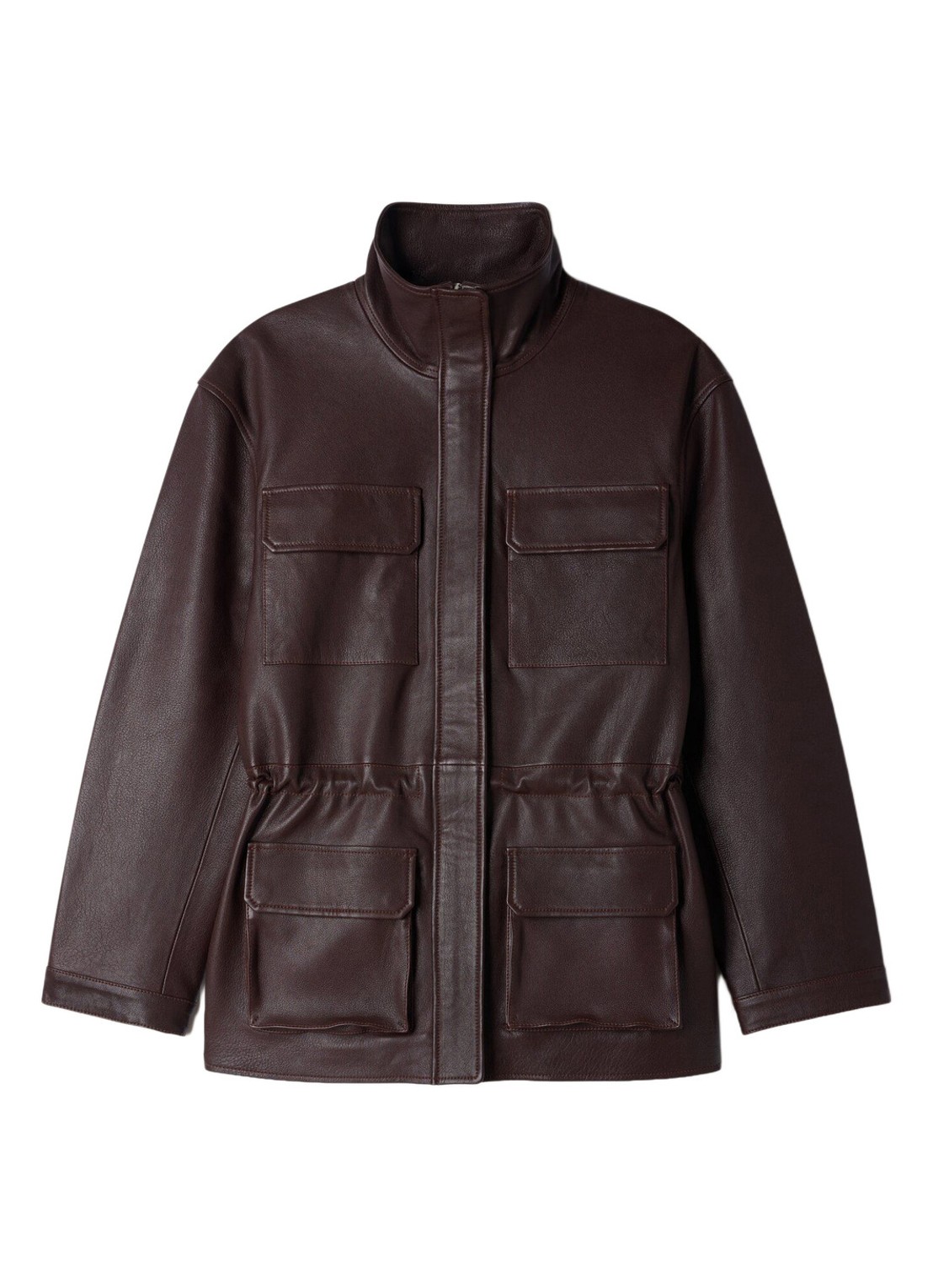 Sandro Oversized jack van lamsleer met opstaande kraag - voorkant 5 bordeauxrood
