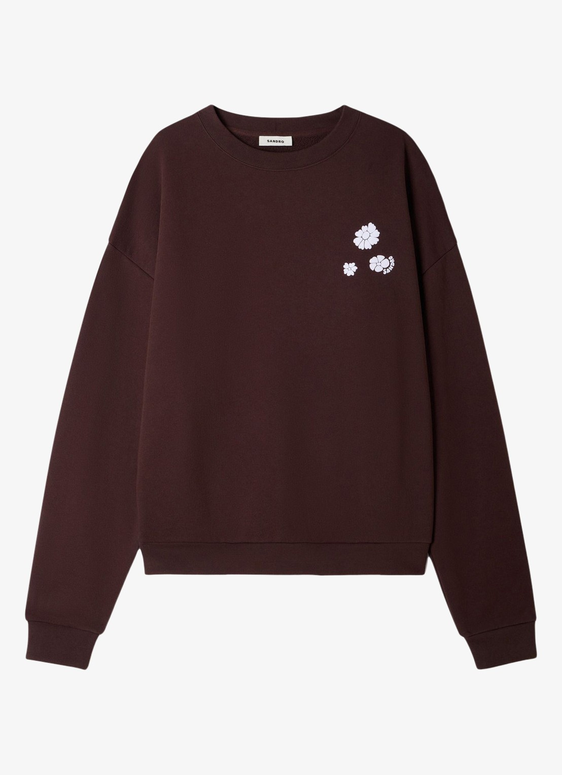 Sandro Oversized sweater met logo - voorkant chocoladebruin