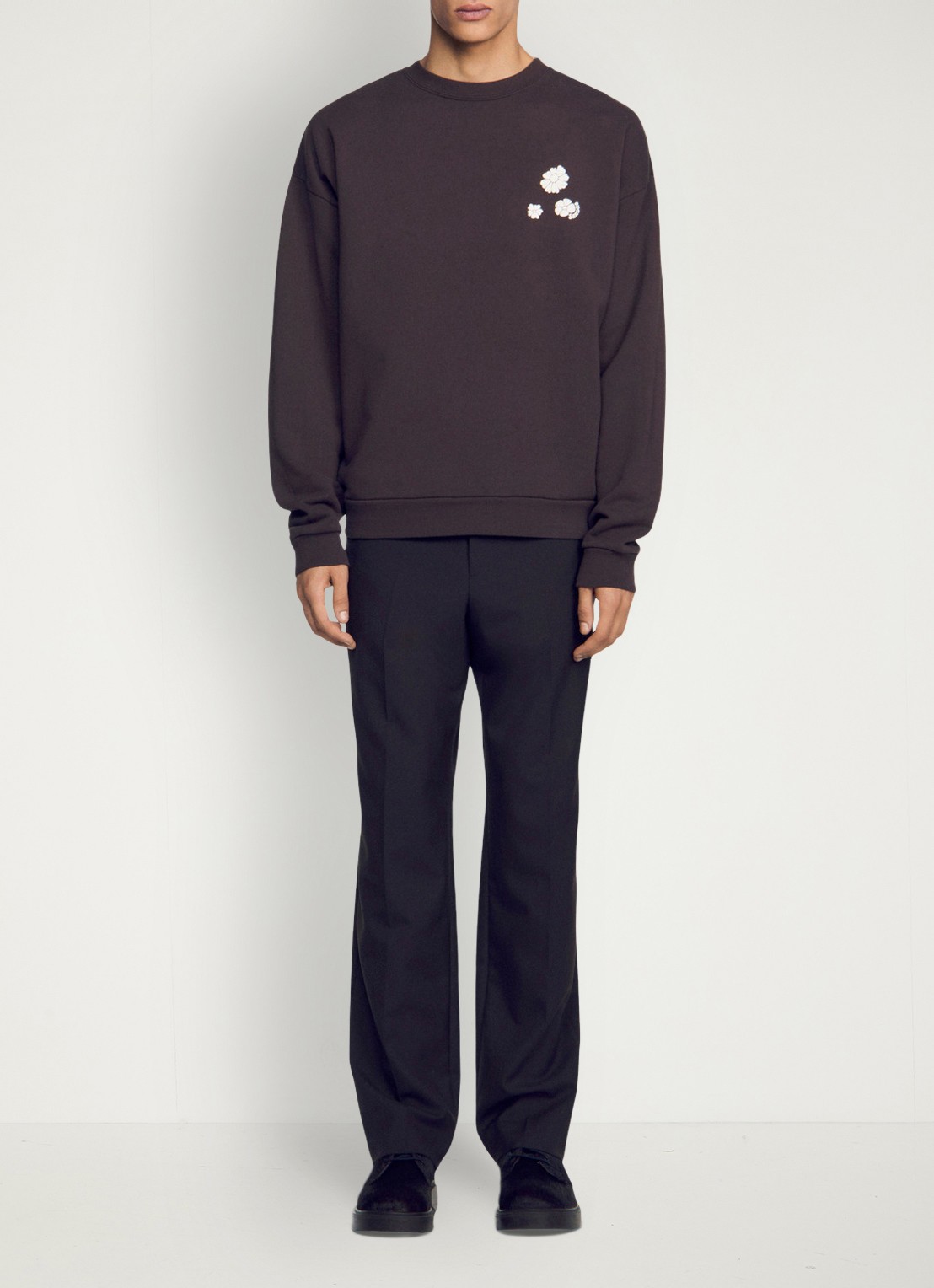 Sandro Oversized sweater met logo - voorkant 2 chocoladebruin