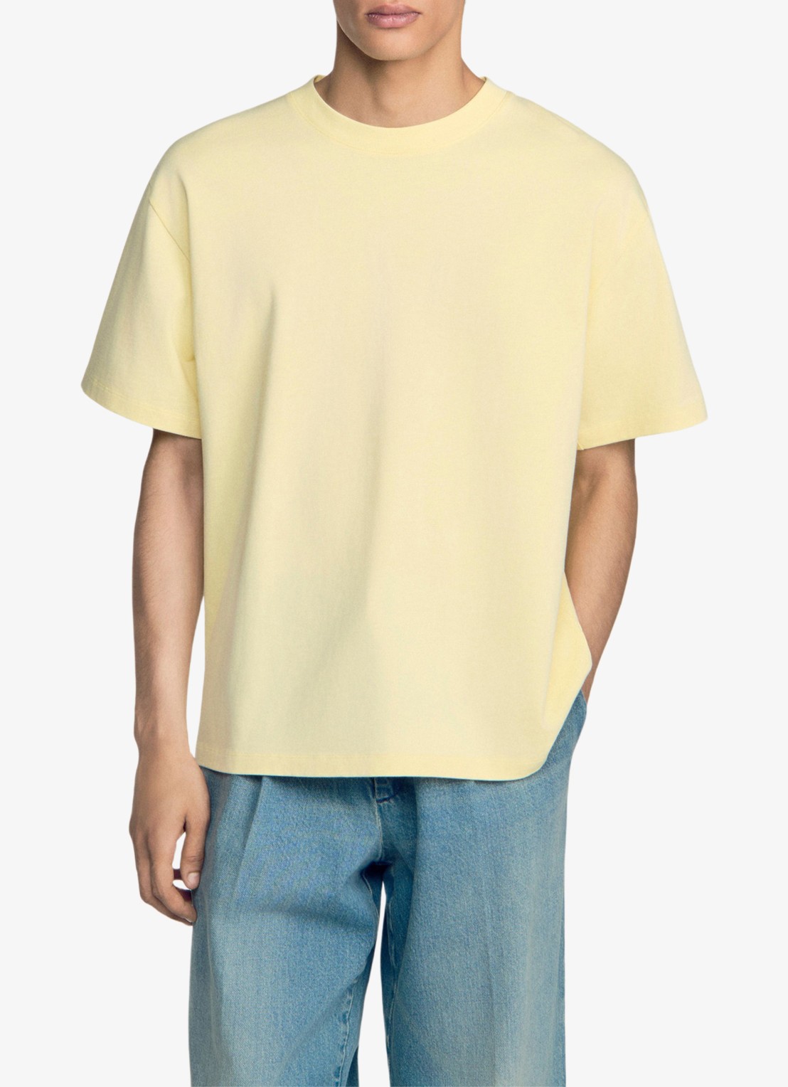 Sandro Oversized T-shirt met ronde hals - detail lichtgeel