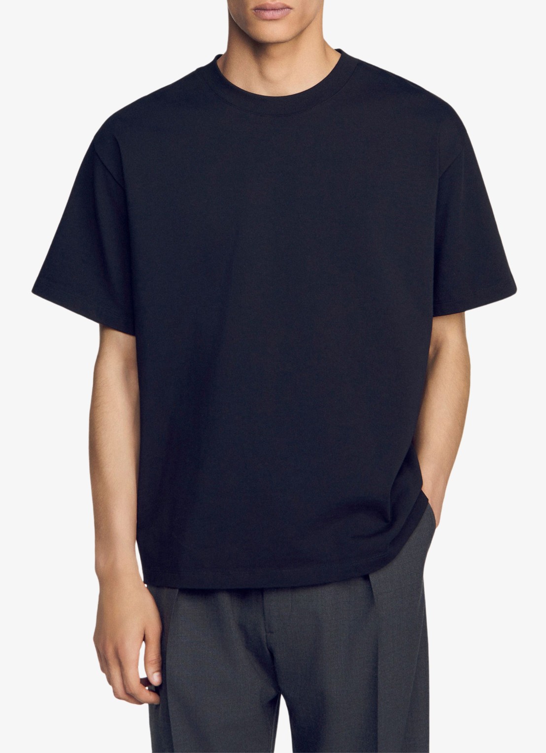 Sandro Oversized T-shirt met ronde hals - detail 2 zwart