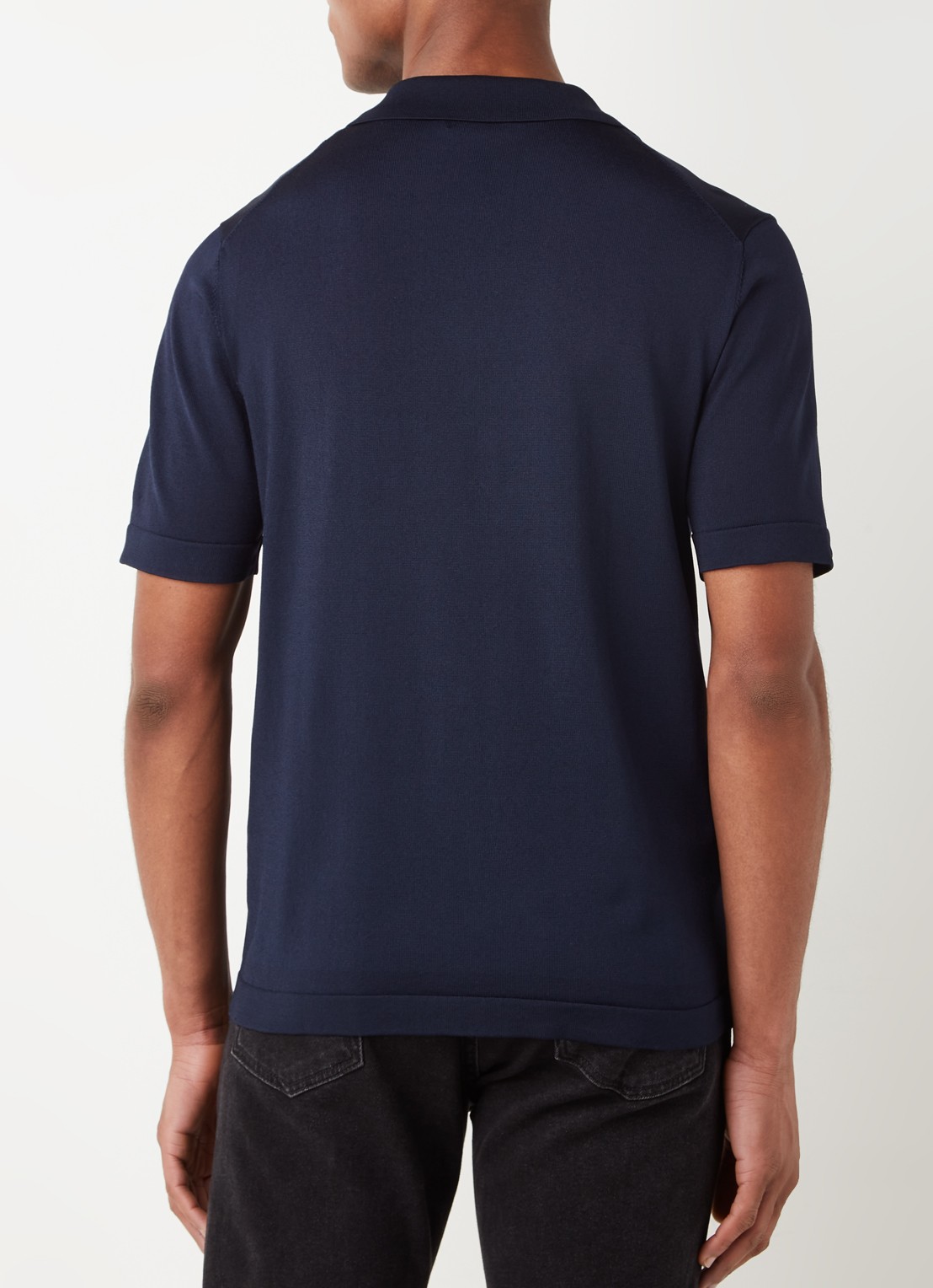 Sandro Pablo regular fit polo met halve rits  - achterkant donkerblauw
