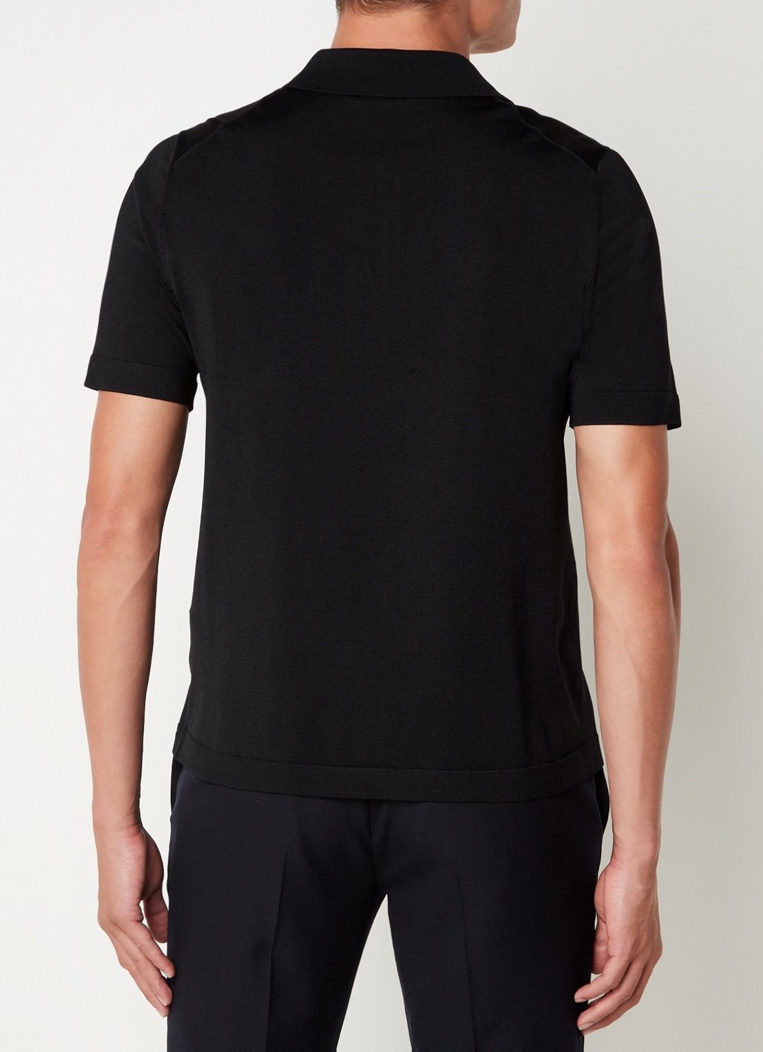Sandro Pablo regular fit polo met halve rits  - achterkant zwart