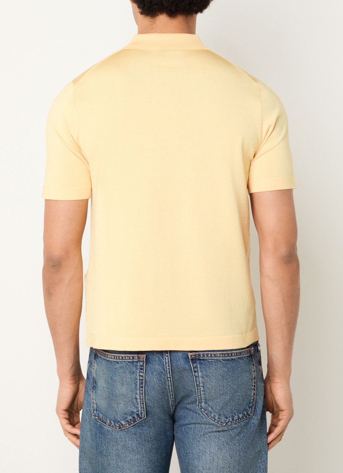 Sandro Pablo regular fit polo met halve rits  - achterkant geel