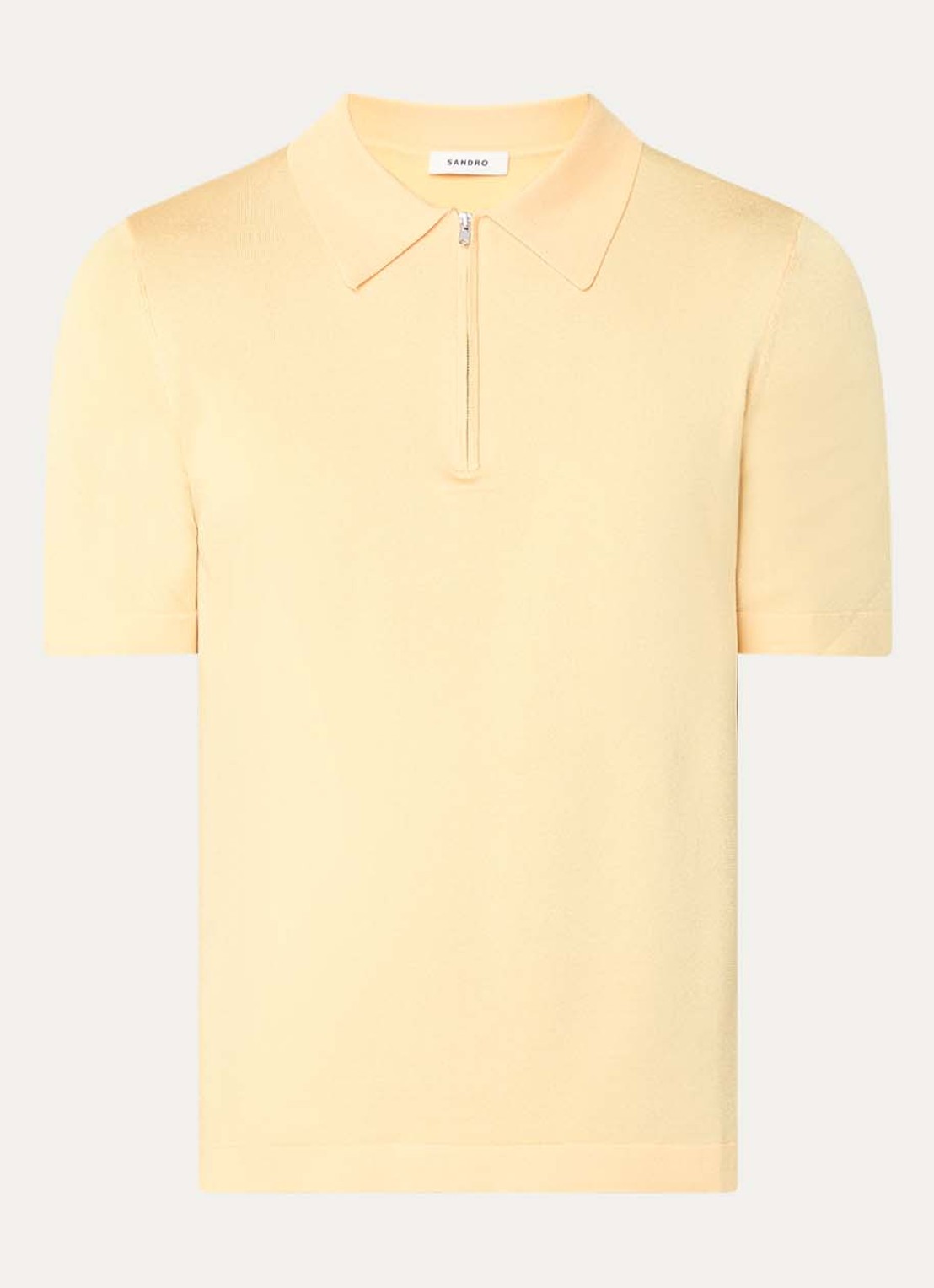 Sandro Pablo regular fit polo met halve rits  - voorkant 3 geel