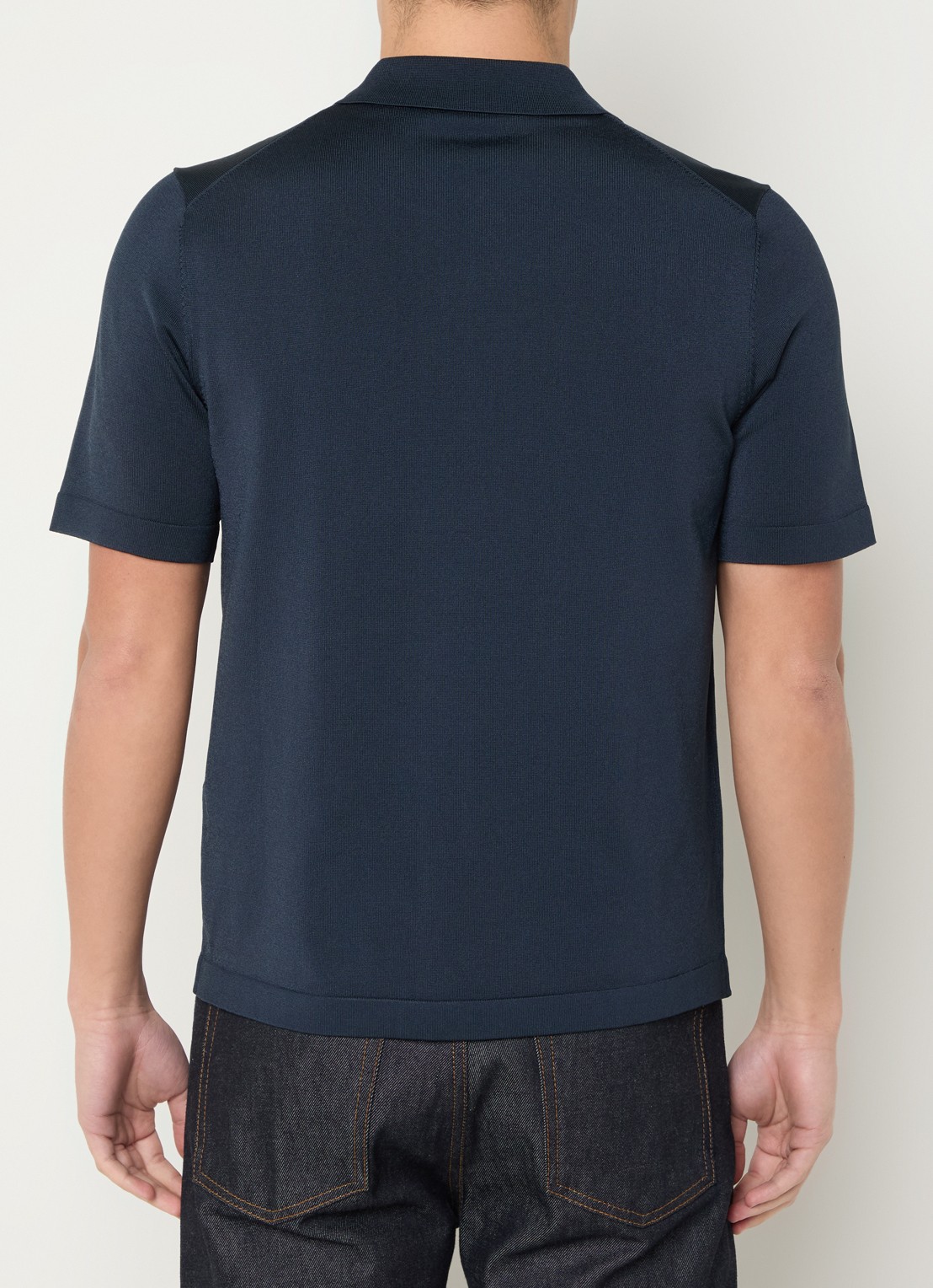 Sandro Pablo regular fit polo met halve rits  - achterkant 3 kobaltblauw