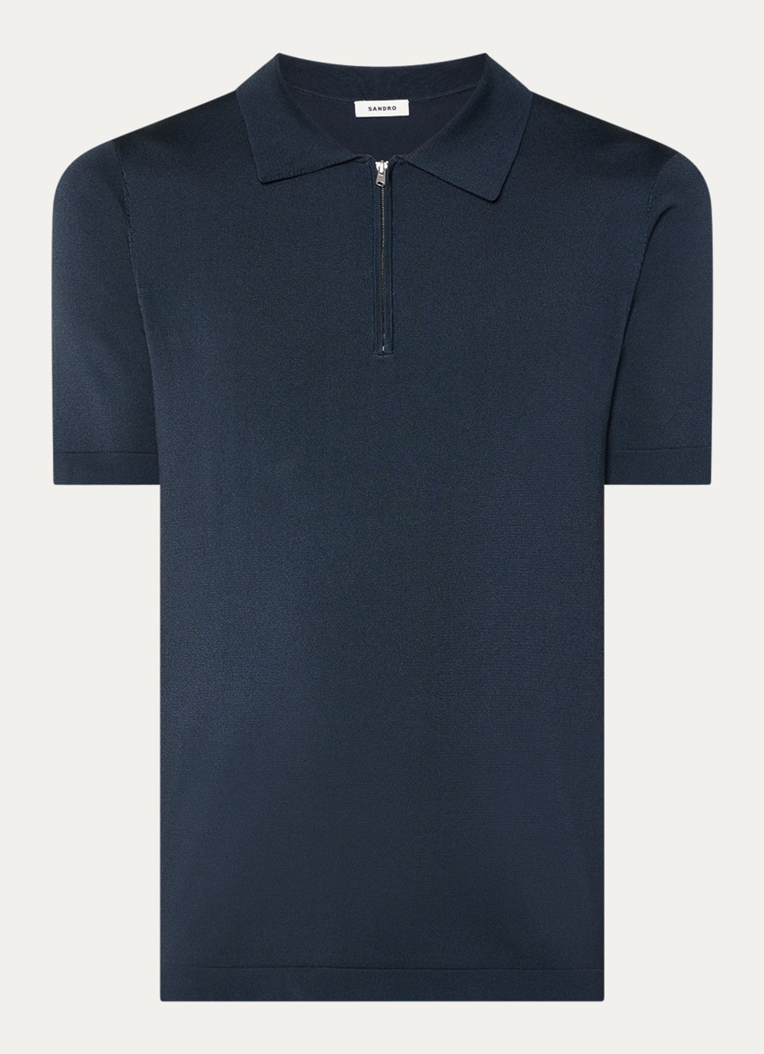 Sandro Pablo regular fit polo met halve rits  - voorkant kobaltblauw