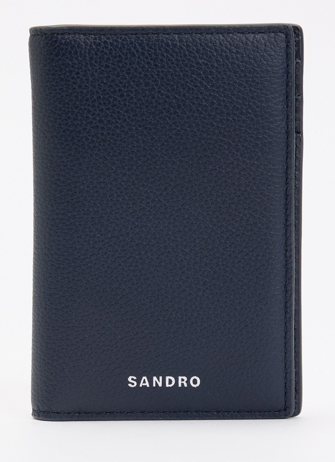 Sandro Pasjeshouder van leer met logo - voorkant 2 donkerblauw