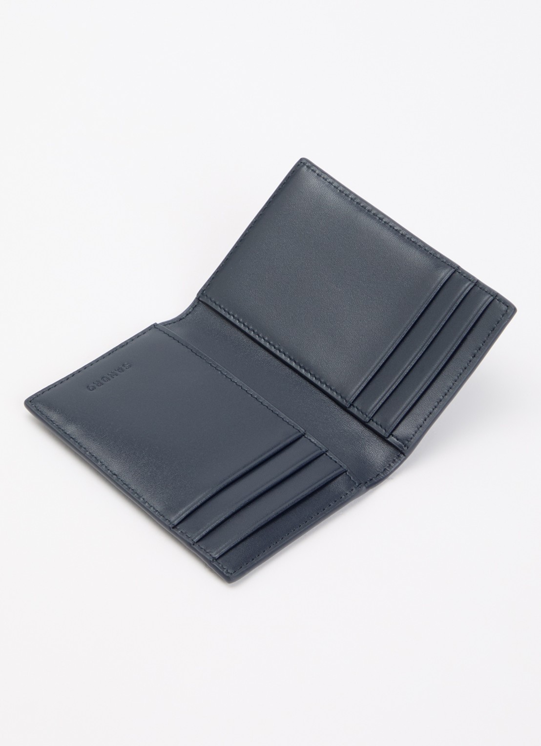Sandro Pasjeshouder van leer met logo - voorkant 3 donkerblauw