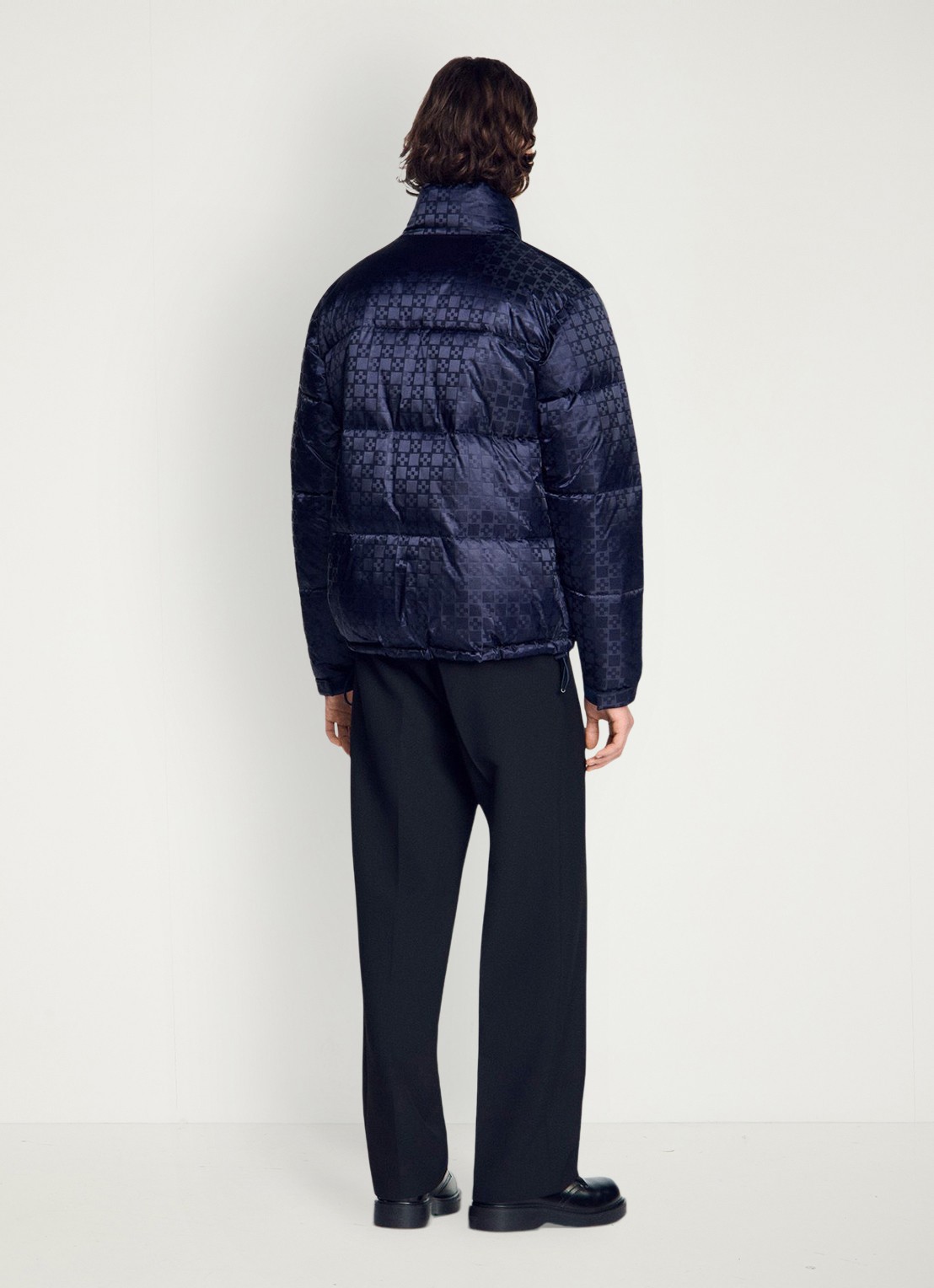 Sandro Puffer jack met ruitdessin - achterkant donkerblauw