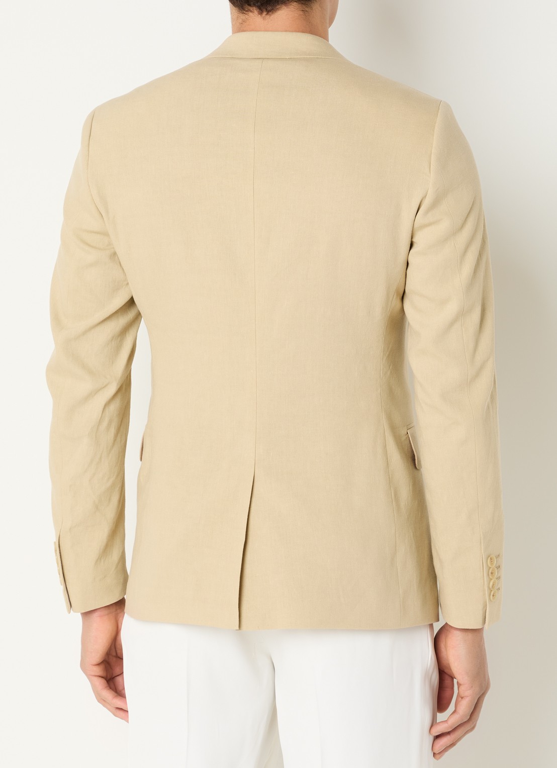 Sandro Regular fit colbert in linnenblend met klepzakken - achterkant 3 khaki