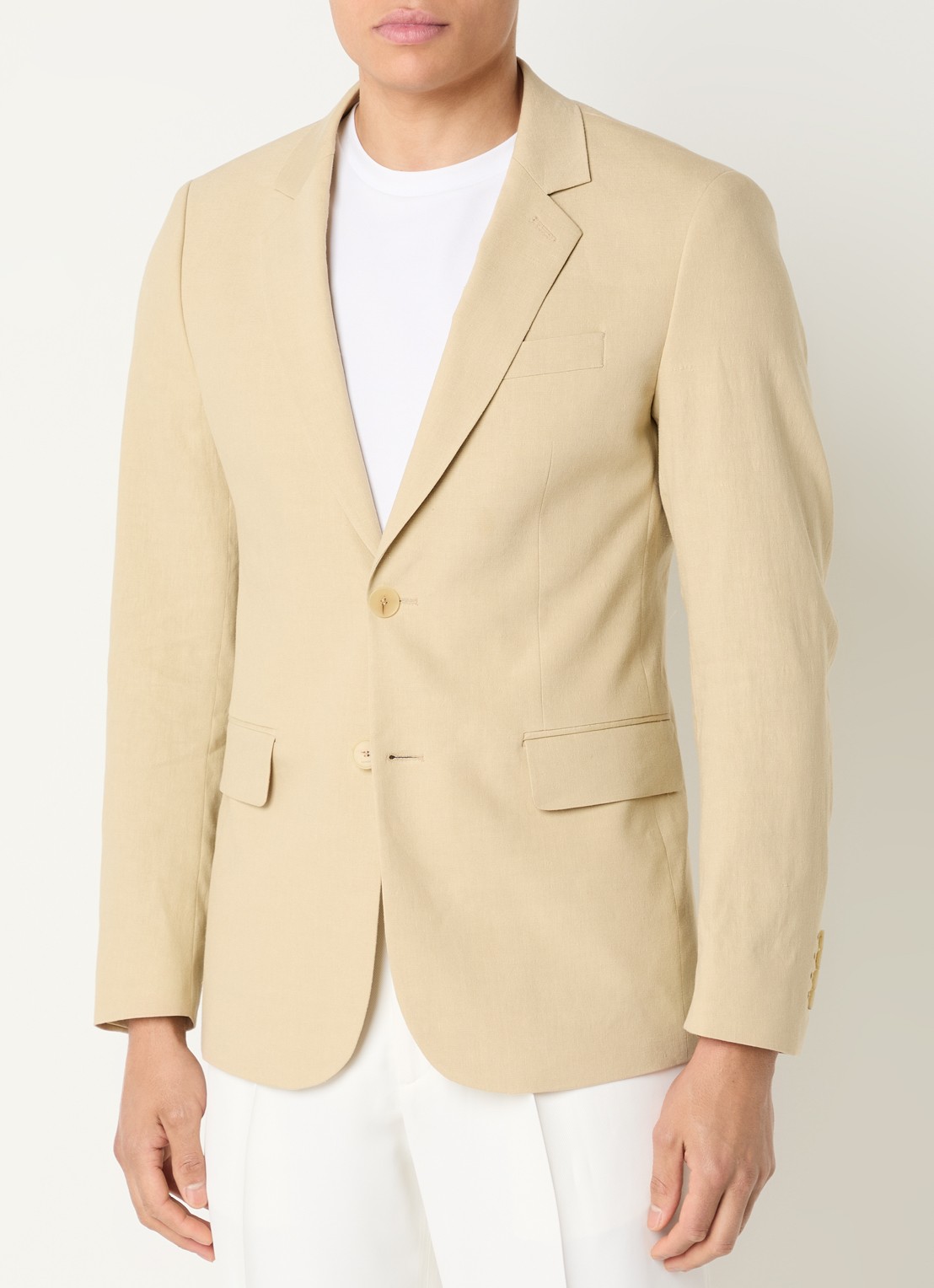 Sandro Regular fit colbert in linnenblend met klepzakken - detail 4 khaki