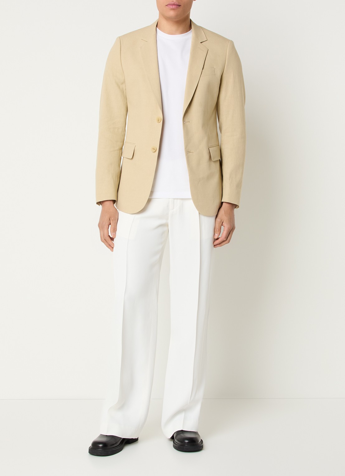 Sandro Regular fit colbert in linnenblend met klepzakken - voorkant 2 khaki
