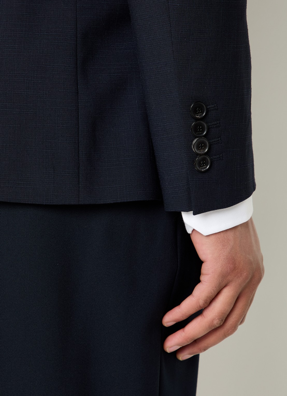 Sandro Regular fit colbert met klepzakken - detail 4 donkerblauw