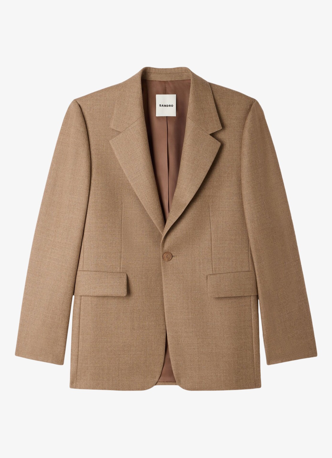 Sandro Regular fit colbert met klepzakken - voorkant beige