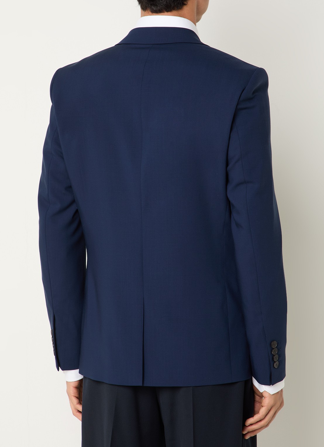Sandro Regular fit colbert van scheerwol met klepzakken  - achterkant donkerblauw
