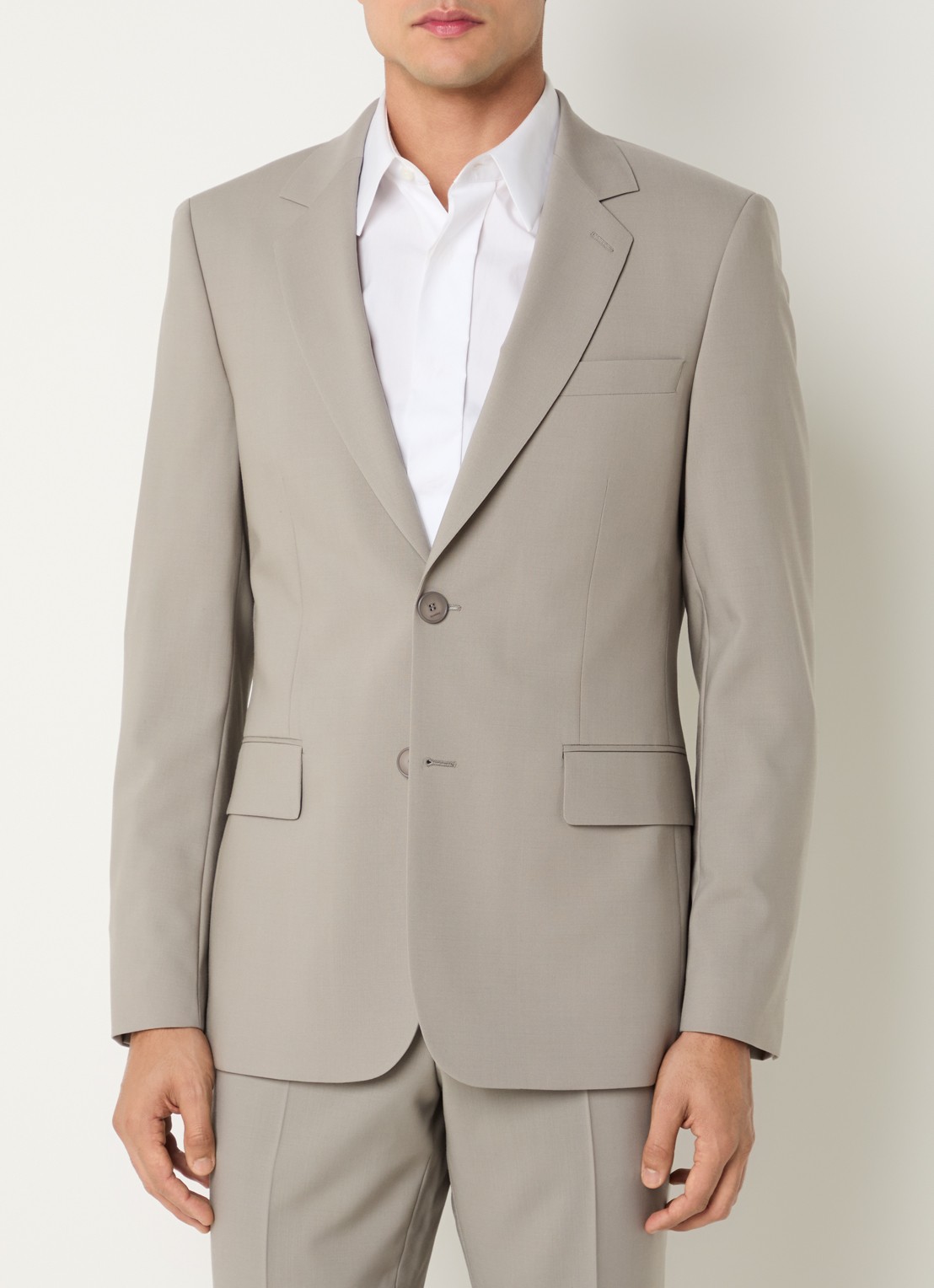Sandro Regular fit colbert van scheerwol met klepzakken  - detail grijs