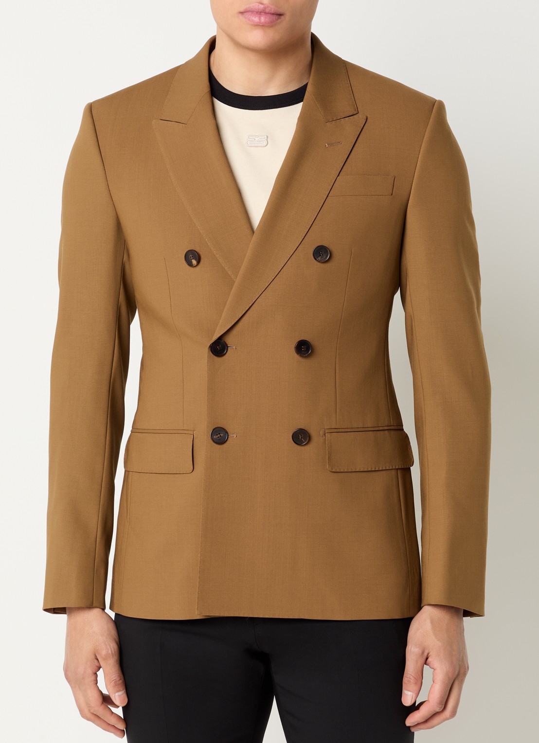Sandro Regular fit colbert van scheerwol met klepzakken - detail 3 bruin